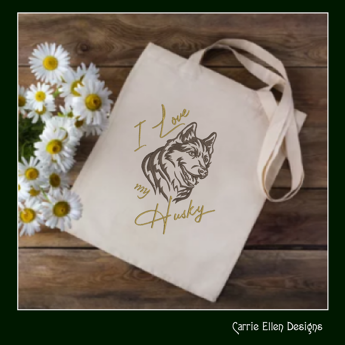 Love My Husky Machine Embroidery Design | Husky Dog Lover Gift | Pet Animal Embroidery Pattern | 6 Sizes (1865)