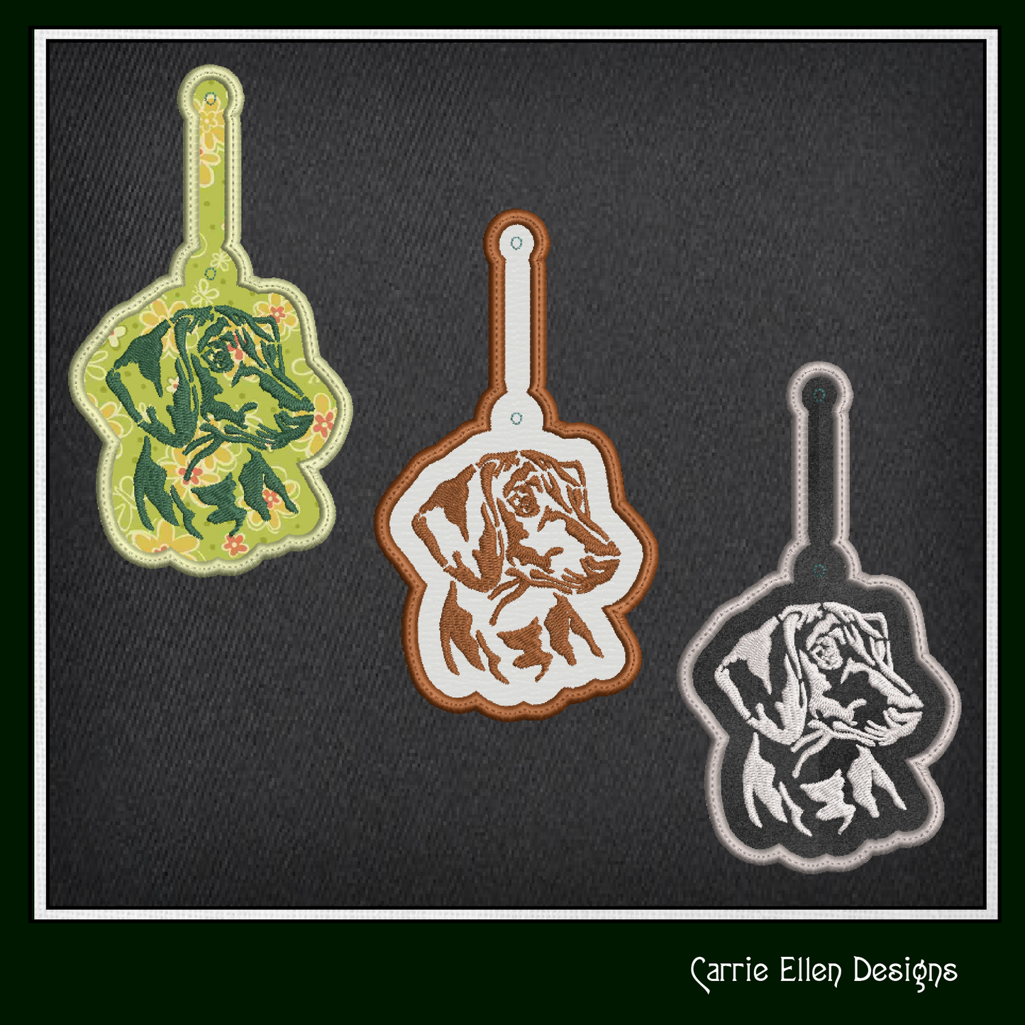 Dachshund Profile ITH Key Fob Machine Embroidery Design | Dog Lover In-The-Hoop Key Tag Project (1880)