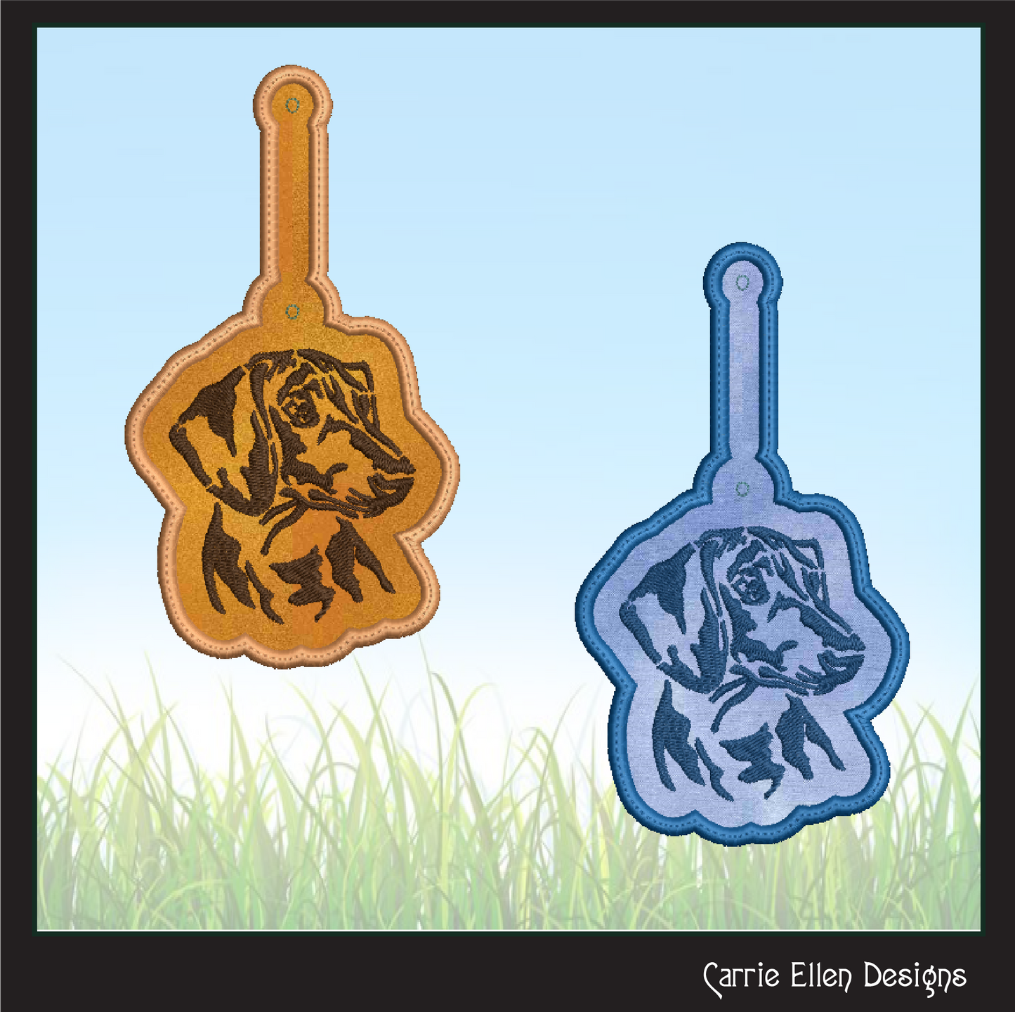 Dachshund Profile ITH Key Fob Machine Embroidery Design | Dog Lover In-The-Hoop Key Tag Project (1880)