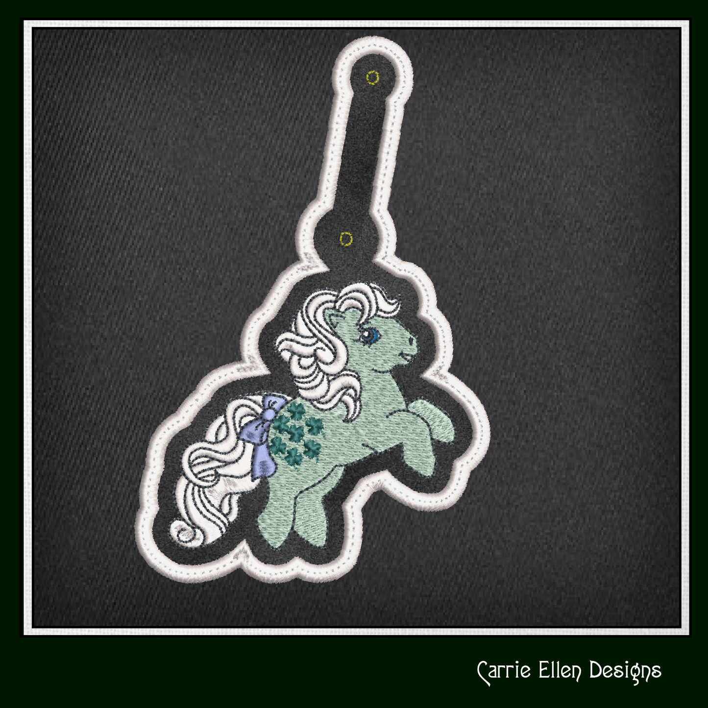 MLP Minty ITH Key Fob Machine Embroidery Design | My Little Pony In-The-Hoop Key Tag Project (1882)