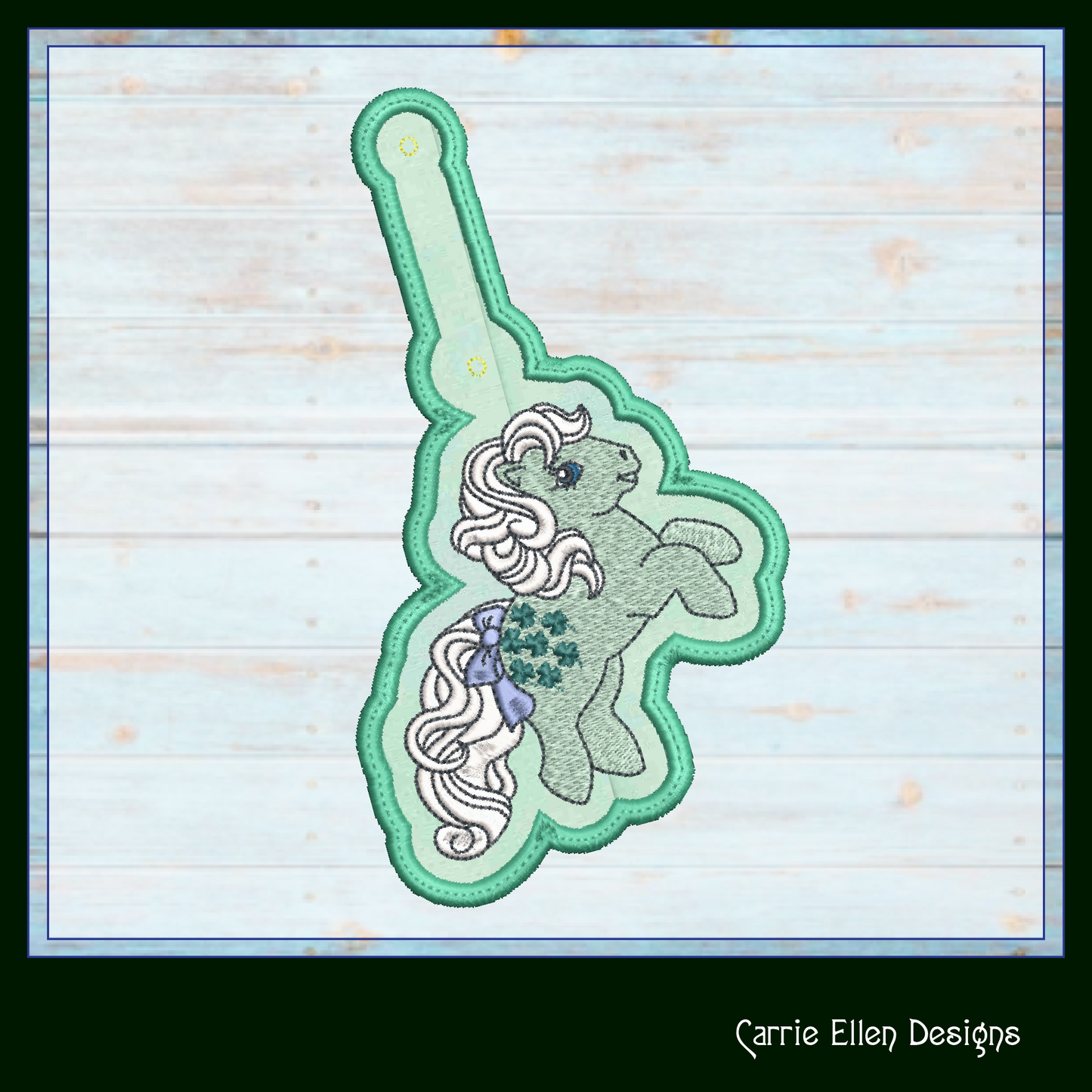 MLP Minty ITH Key Fob Machine Embroidery Design | My Little Pony In-The-Hoop Key Tag Project (1882)
