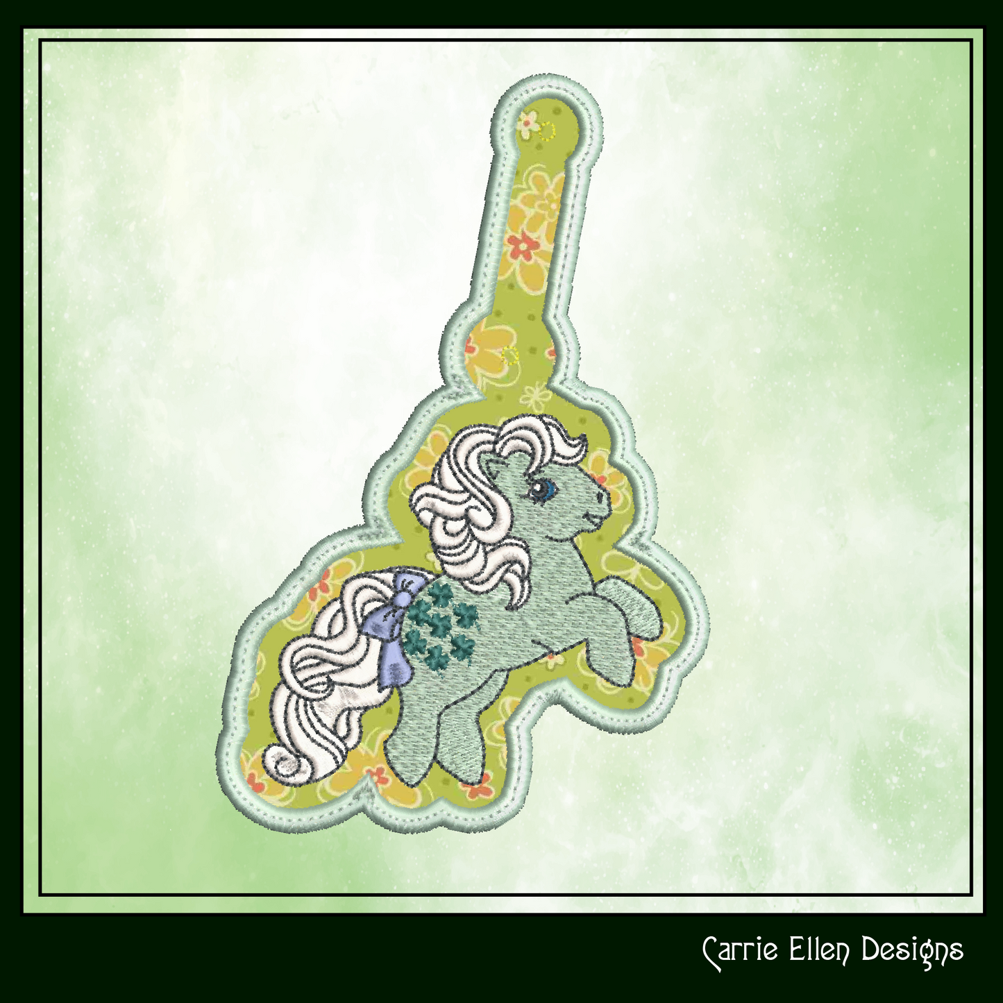 MLP Minty ITH Key Fob Machine Embroidery Design | My Little Pony In-The-Hoop Key Tag Project (1882)