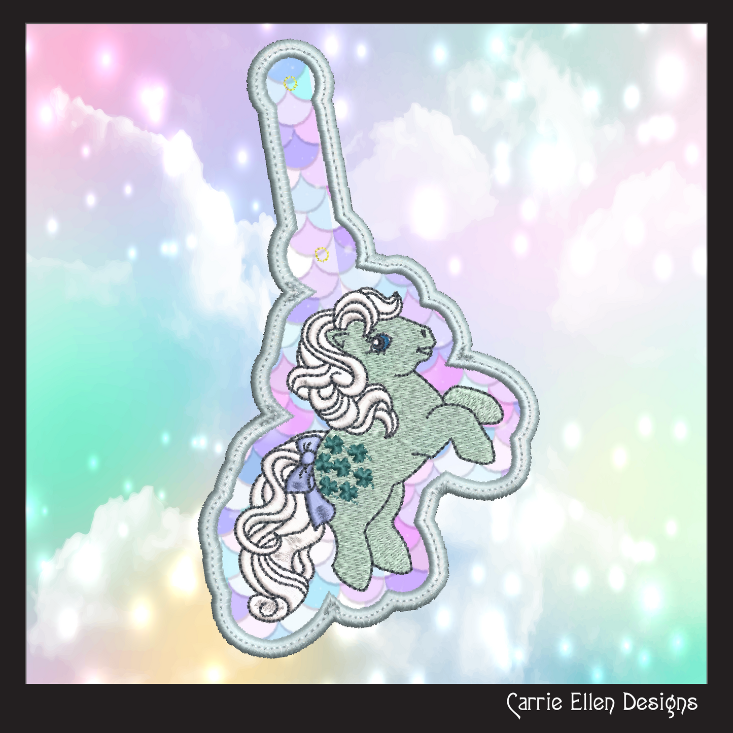 MLP Minty ITH Key Fob Machine Embroidery Design | My Little Pony In-The-Hoop Key Tag Project (1882)