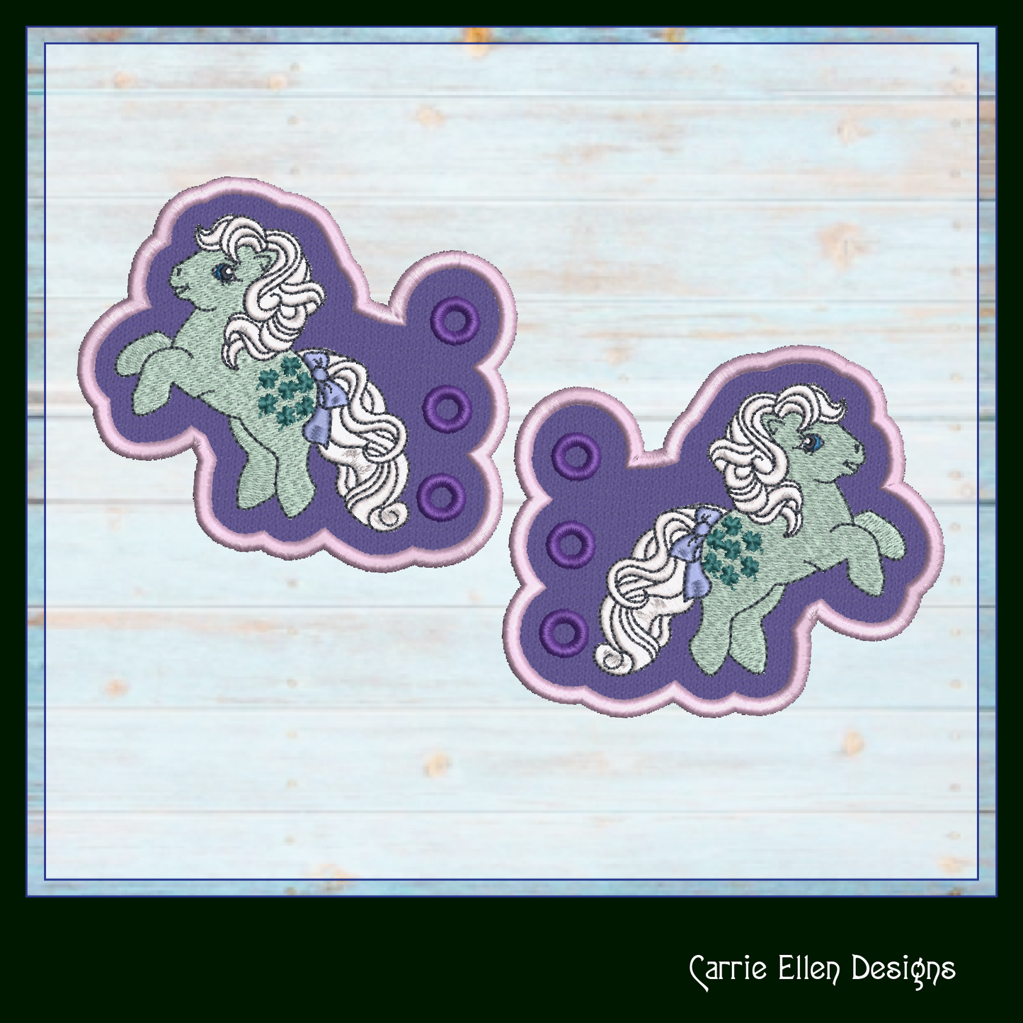 MLP Minty Shoe Wing Machine Embroidery Design – In The Hoop Fandom Pony Wing Shoelace Charms for Shoes and Boots – 4x4 & 5x7 Hoop (1883)