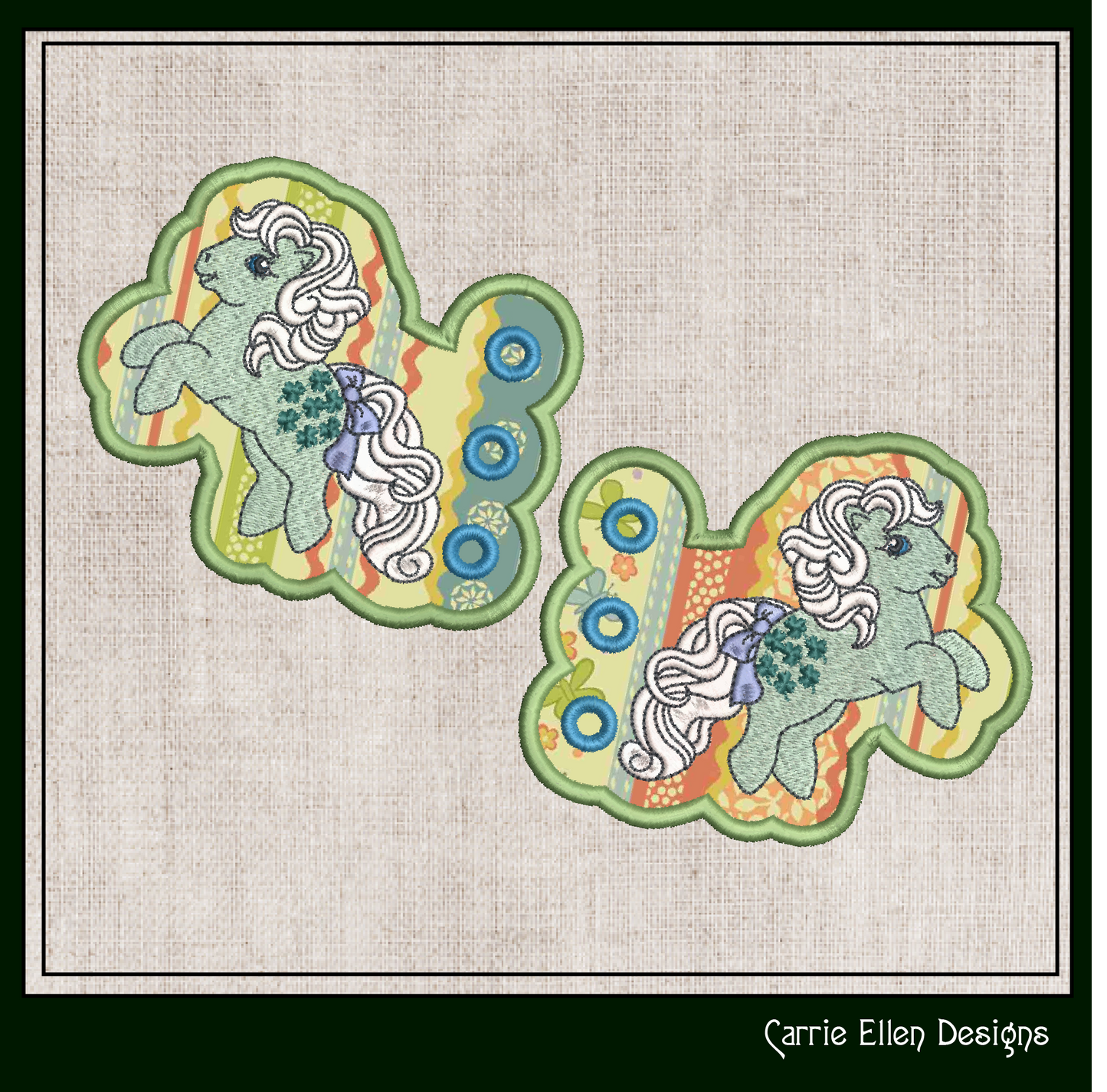 MLP Minty Shoe Wing Machine Embroidery Design – In The Hoop Fandom Pony Wing Shoelace Charms for Shoes and Boots – 4x4 & 5x7 Hoop (1883)