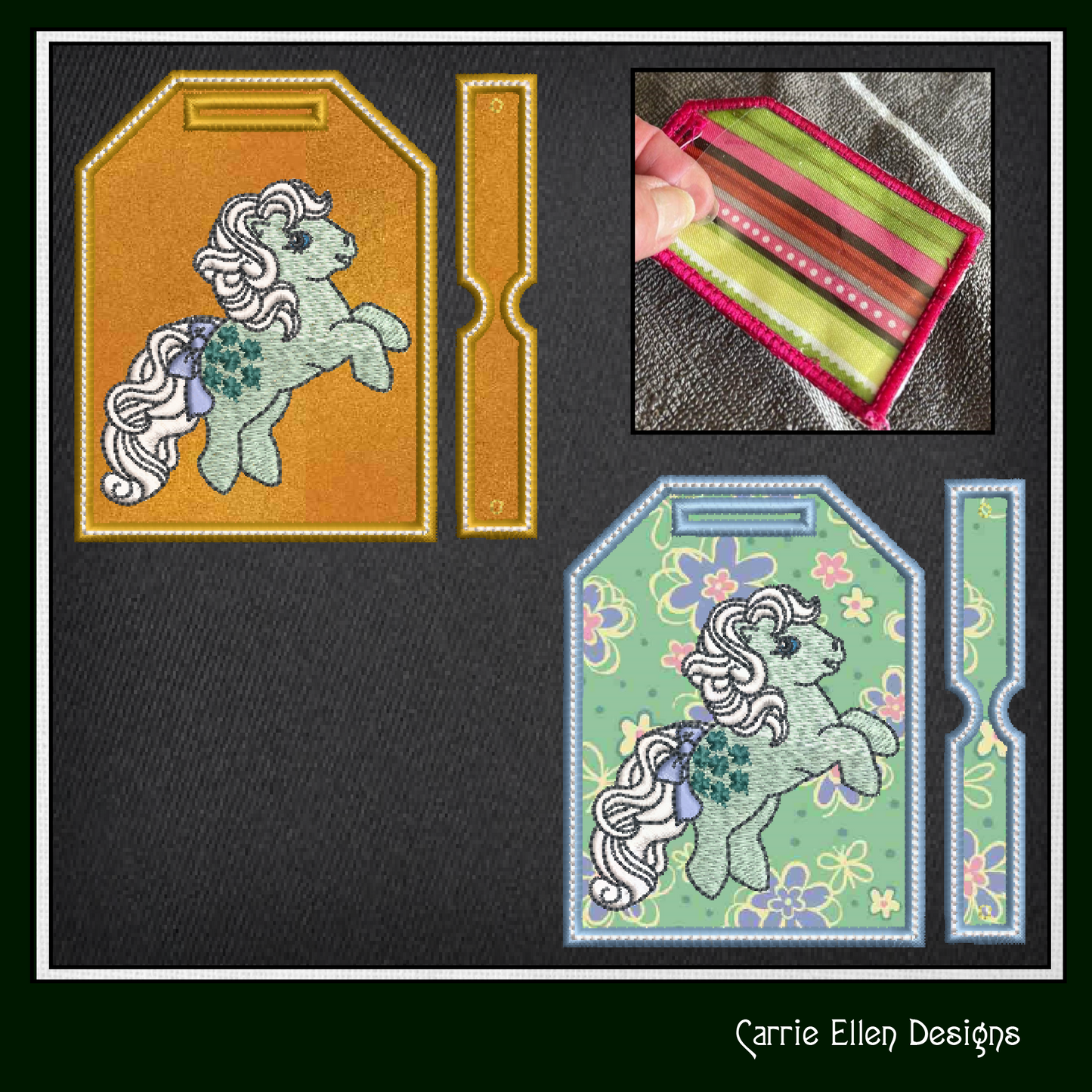 MLP Minty ITH Bag Tag Machine Embroidery Design | My Little Pony Luggage Tag | In The Hoop Project (1884)