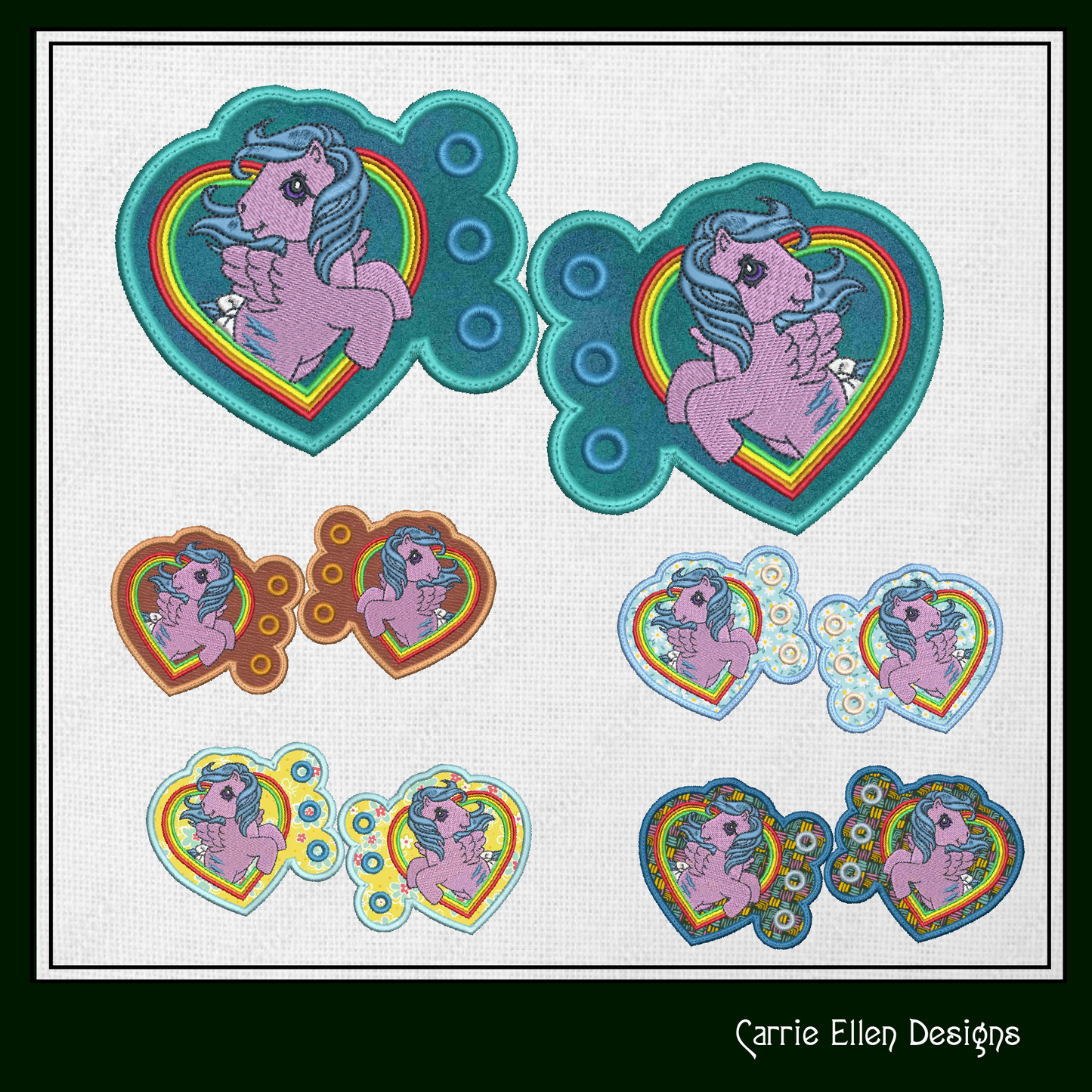 MLP Firefly Heart Shoe Wing Machine Embroidery Design – In The Hoop Fandom Pony Wing Shoelace Charms for Shoes and Boots – 4x4 & 5x7 Hoop (1888)