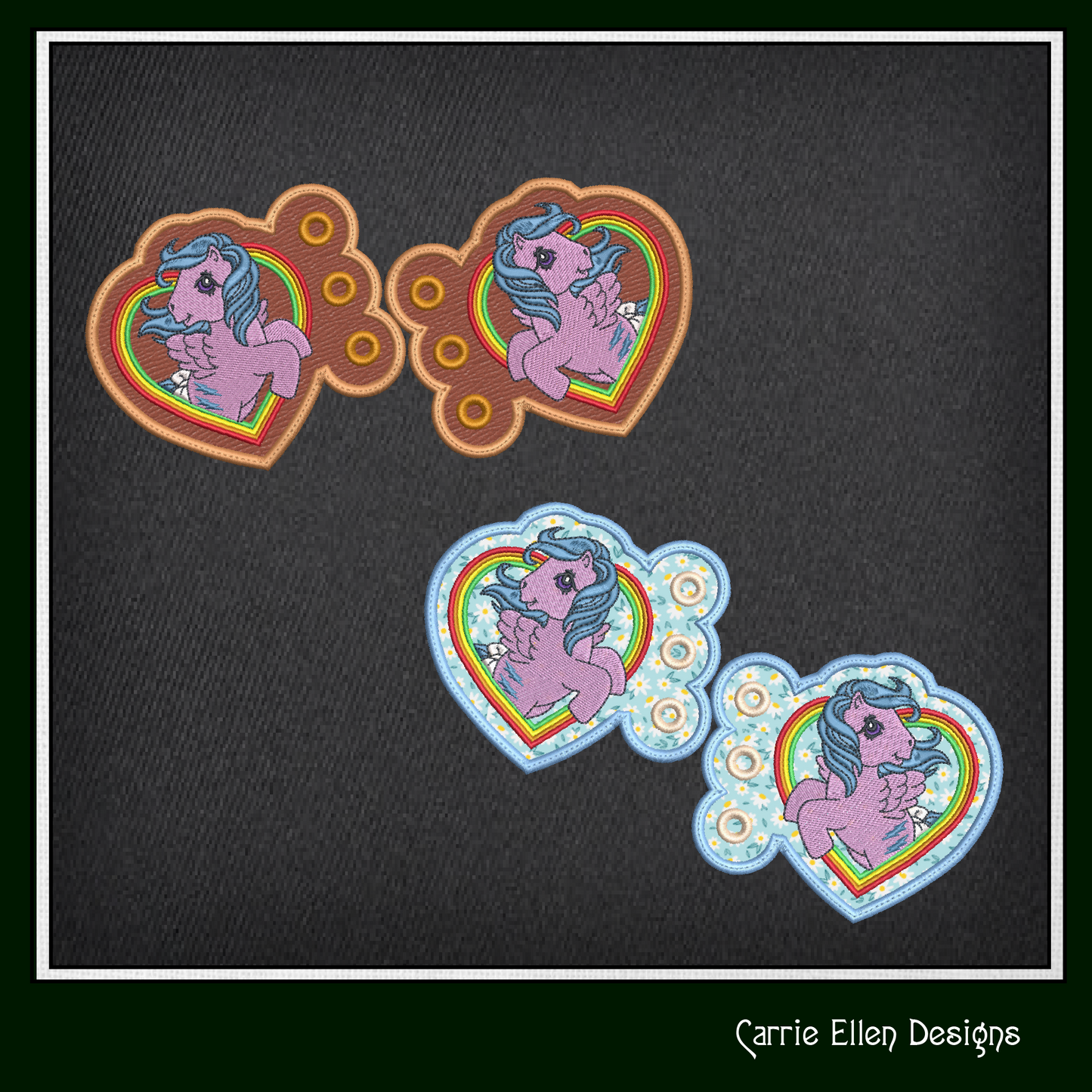 MLP Firefly Heart Shoe Wing Machine Embroidery Design – In The Hoop Fandom Pony Wing Shoelace Charms for Shoes and Boots – 4x4 & 5x7 Hoop (1888)