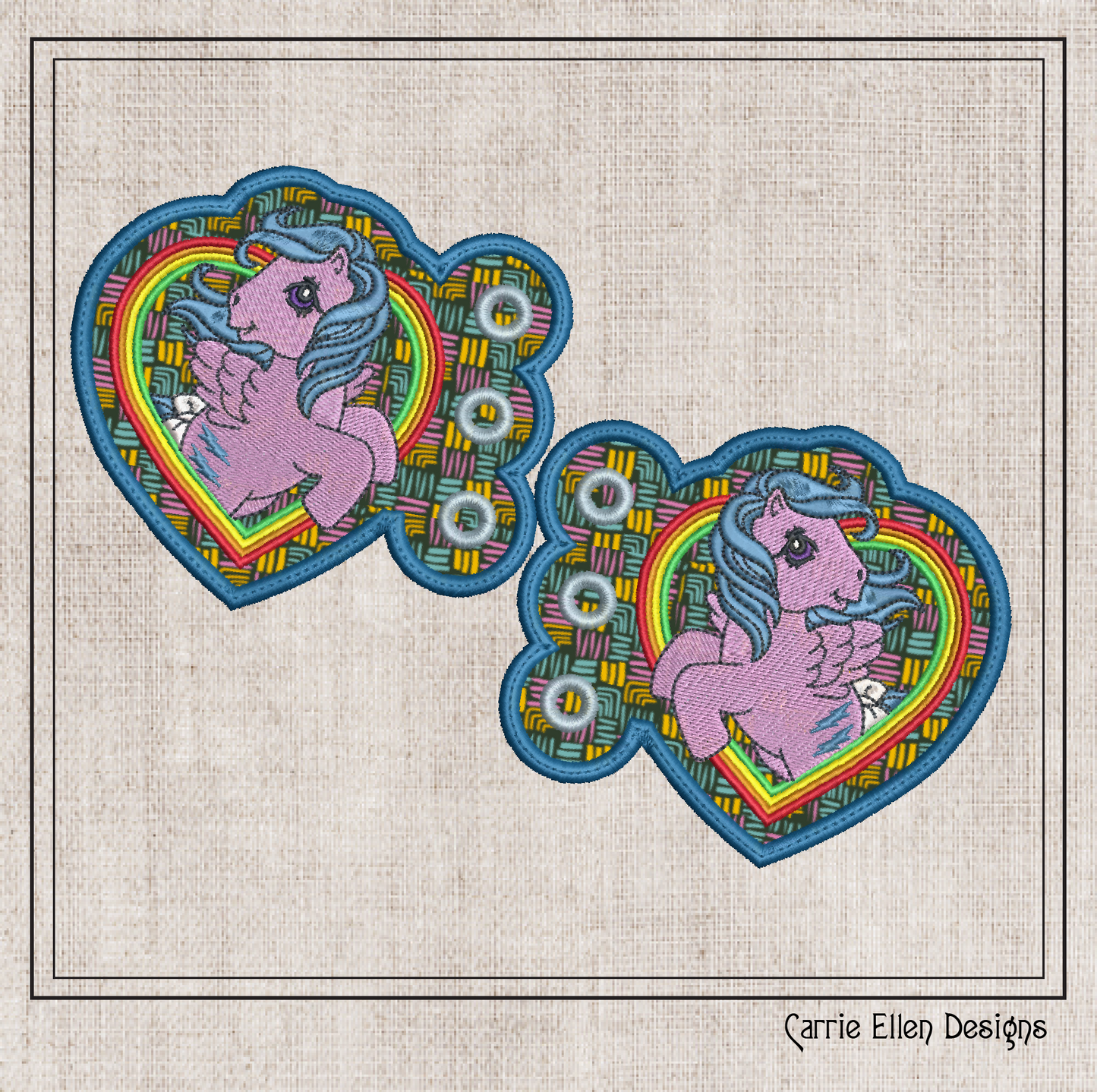 MLP Firefly Heart Shoe Wing Machine Embroidery Design – In The Hoop Fandom Pony Wing Shoelace Charms for Shoes and Boots – 4x4 & 5x7 Hoop (1888)