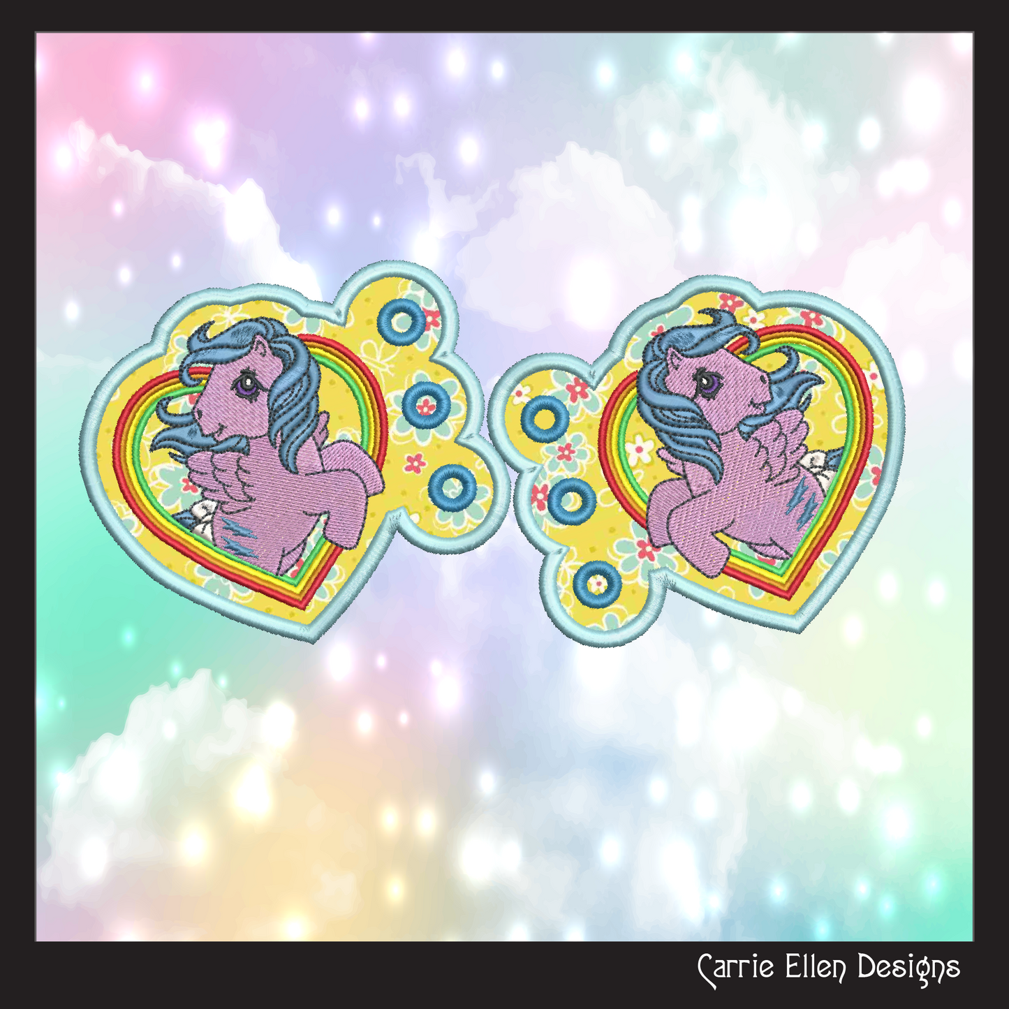 MLP Firefly Heart Shoe Wing Machine Embroidery Design – In The Hoop Fandom Pony Wing Shoelace Charms for Shoes and Boots – 4x4 & 5x7 Hoop (1888)