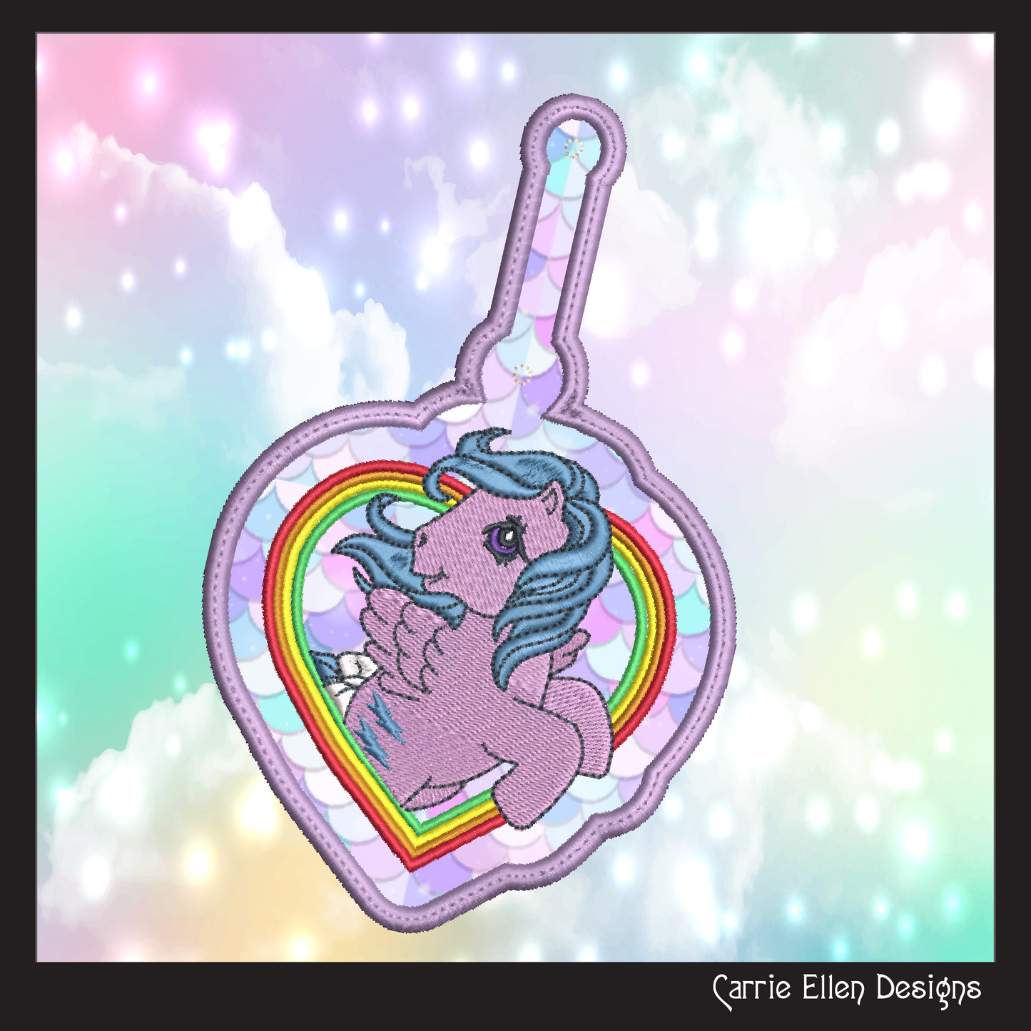 MLP Firefly ITH Key Fob Machine Embroidery Design | My Little Pony In-The-Hoop Key Tag Project (1889)