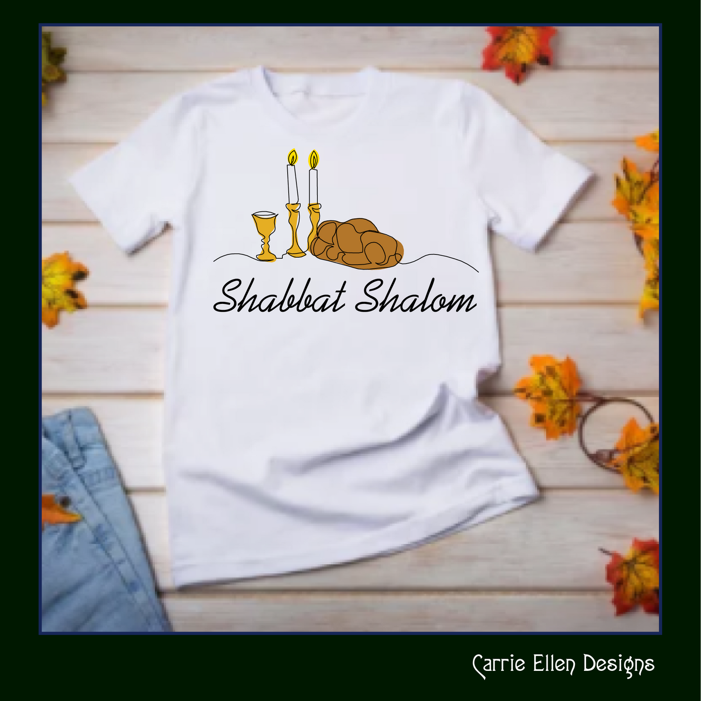 Shabbat Shalom SVG Vector Art Design, Judaica, Challah Bread, Jewish Holiday Candles, Wine Glass (1890)