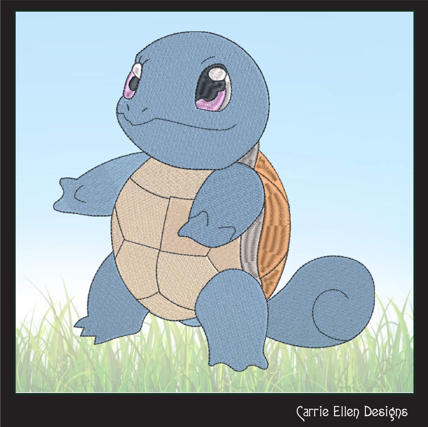 Squirtle Machine Embroidery Design, Pokémon Turtle Fandom Character Design, 6 Sizes (1898)