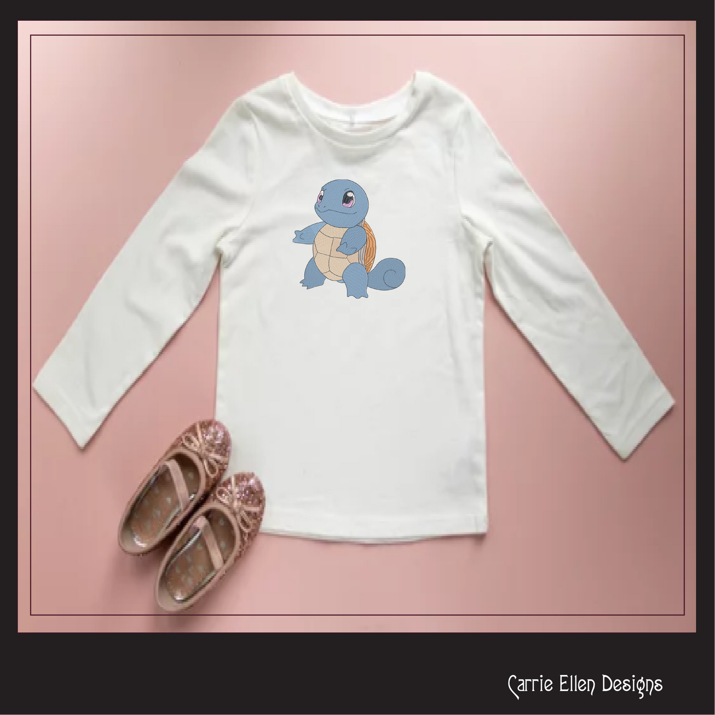 Squirtle Machine Embroidery Design, Pokémon Turtle Fandom Character Design, 6 Sizes (1898)