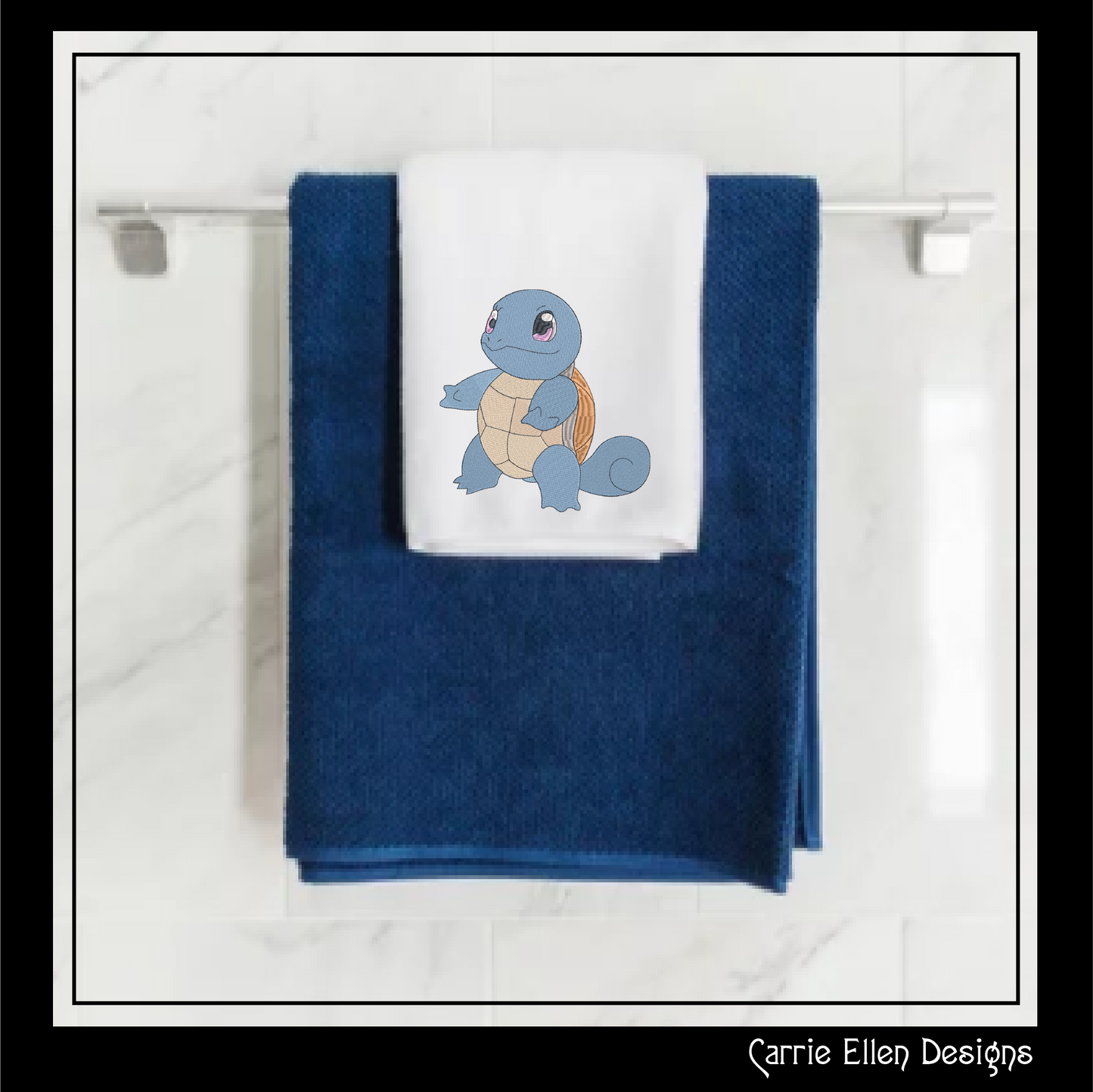Squirtle Machine Embroidery Design, Pokémon Turtle Fandom Character Design, 6 Sizes (1898)