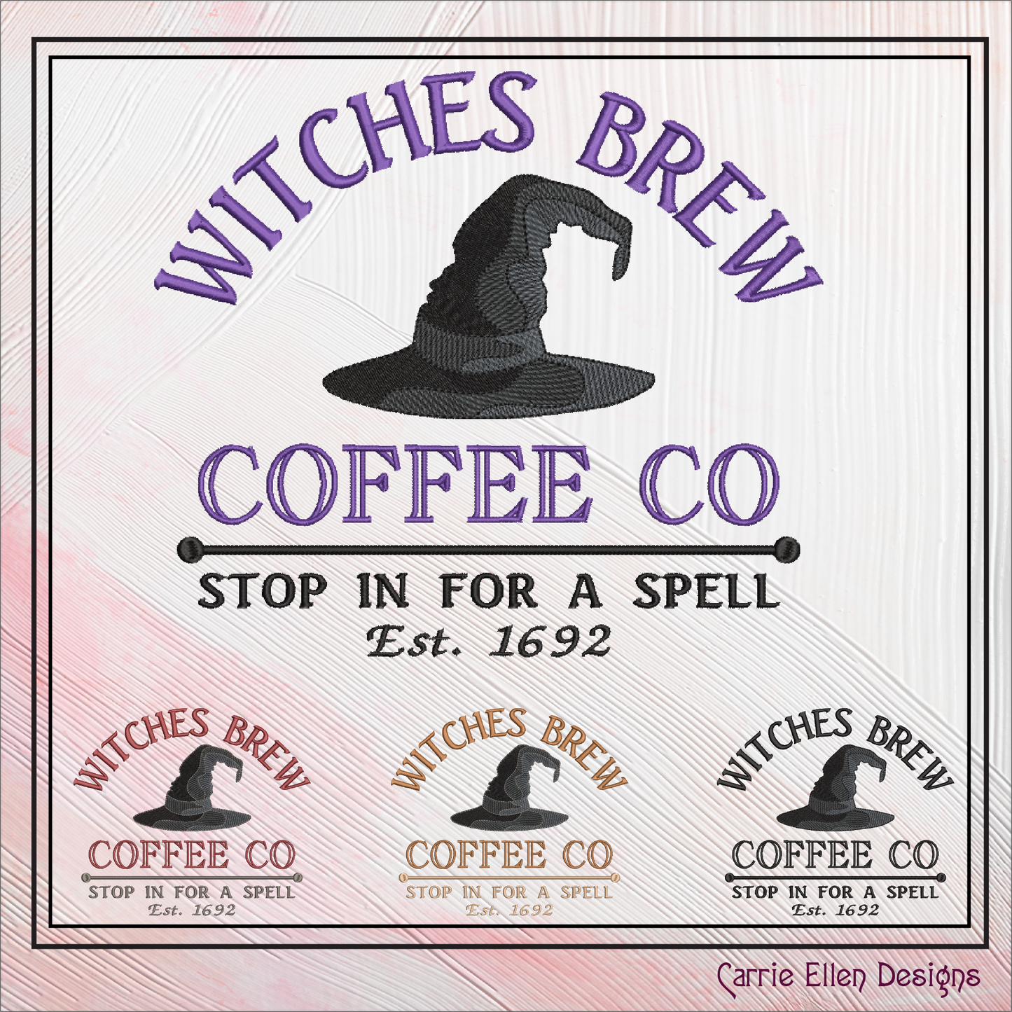 Witch Machine Embroidery Design Saying | Witches Brew Coffee Co. | Halloween Witch Theme Embroidery Pattern | 6 Sizes (1904)