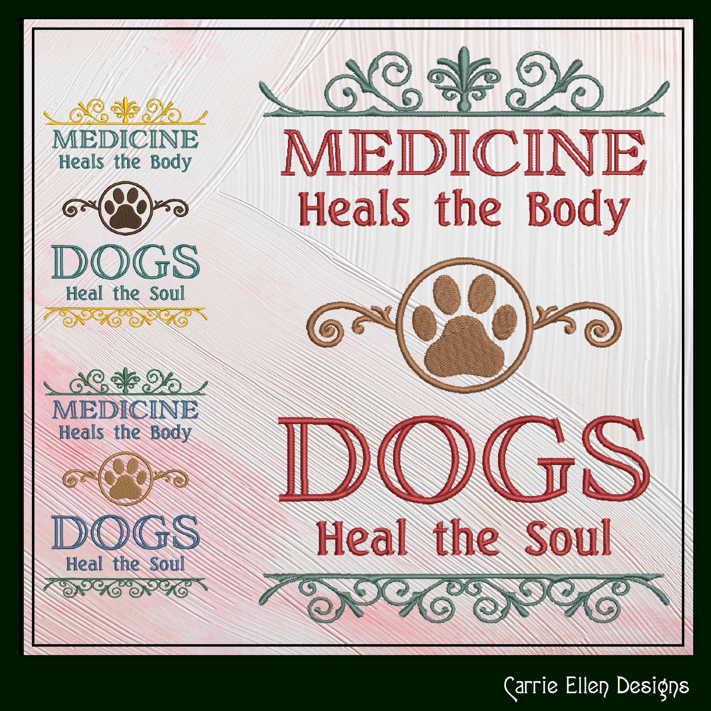 Dogs Heal the Soul Machine Embroidery Design | Heartwarming Dog Lover Quote | Pet Lover Gift Design | 6 Sizes (1919)