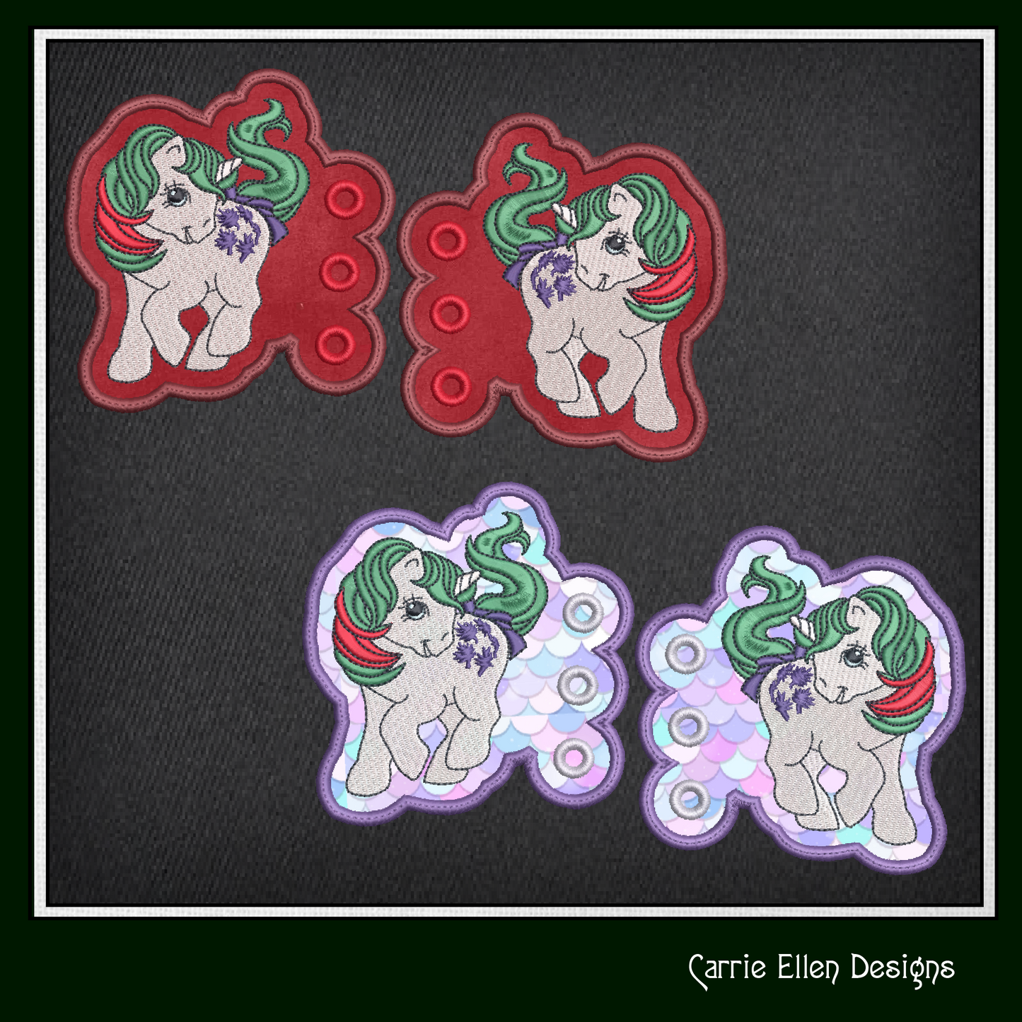 MLP Gusty Shoe Wing Machine Embroidery Design – In The Hoop Fandom Pony Wing Shoelace Charms for Shoes and Boots – 4x4 & 5x7 Hoop (1924)
