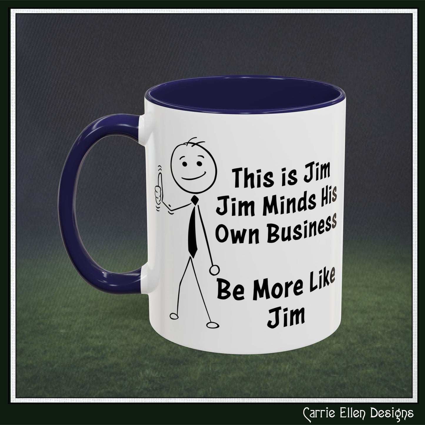 Funny Stick Figure "This is Jim" Accent Color Ceramic Mug | Snarky Humor Coffee Mug, Perfect for Home or Office Decor (P-6050)