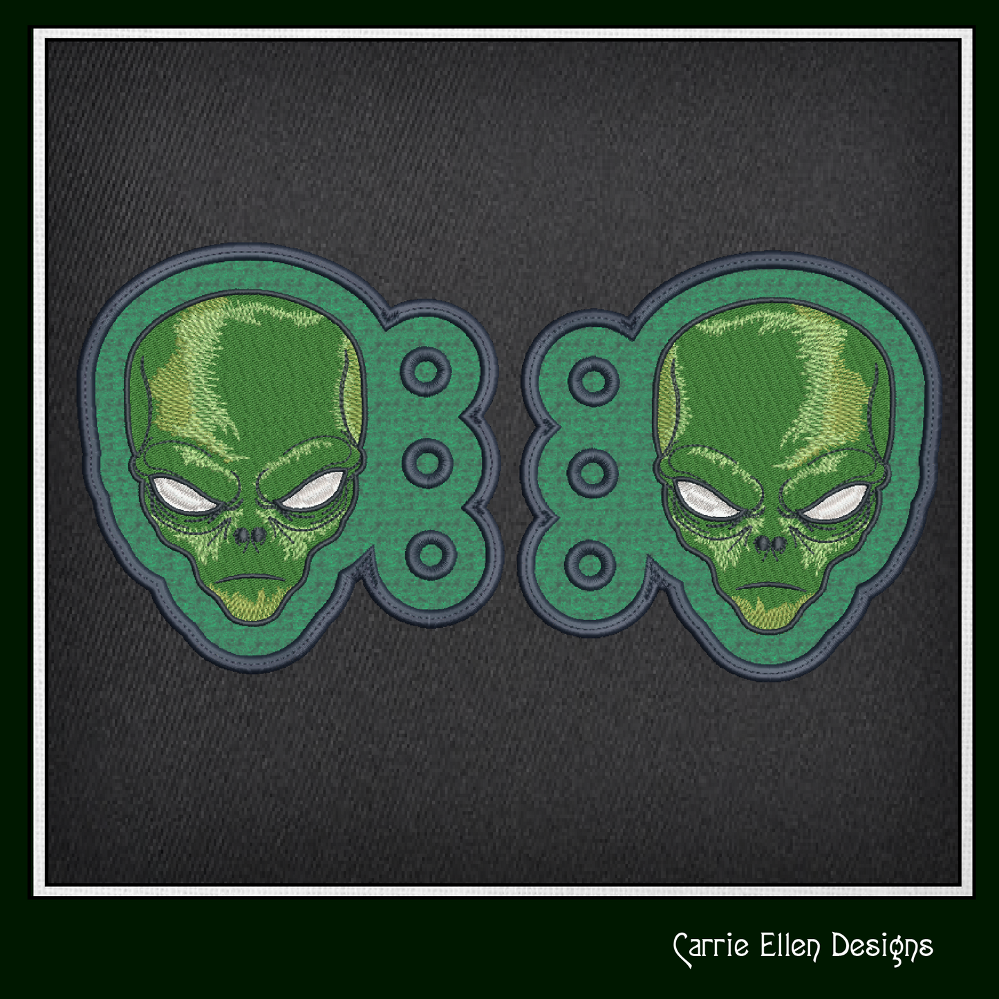 Alien Shoe Wing ITH Embroidery Design – Alien Head Shoelace Wings for Shoes – In The Hoop Project (4x4 & 5x7 Hoop Sizes) (1947)