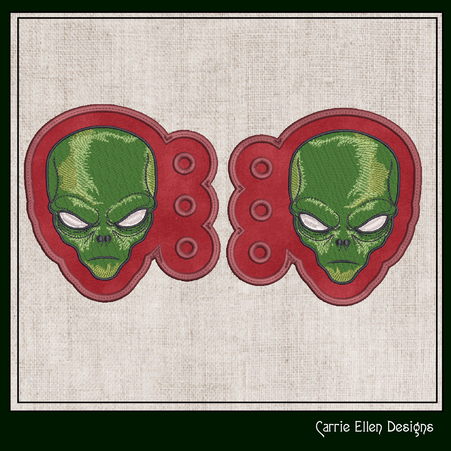 Alien Shoe Wing ITH Embroidery Design – Alien Head Shoelace Wings for Shoes – In The Hoop Project (4x4 & 5x7 Hoop Sizes) (1947)