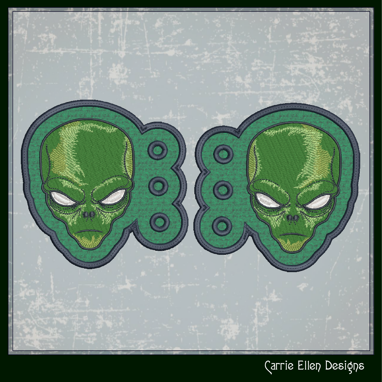 Alien Shoe Wing ITH Embroidery Design – Alien Head Shoelace Wings for Shoes – In The Hoop Project (4x4 & 5x7 Hoop Sizes) (1947)