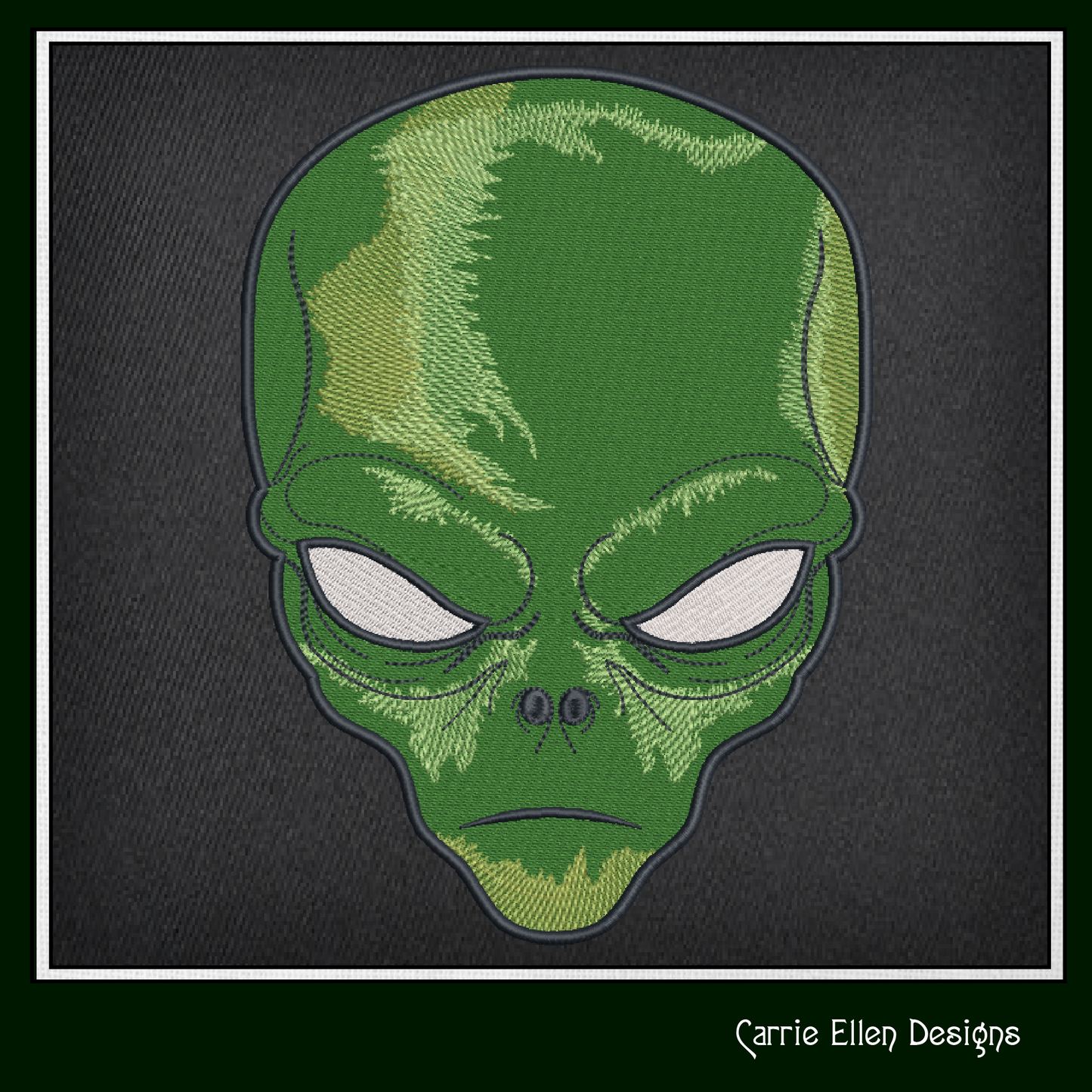 Alien Machine Embroidery Design | Sinister Alien Head Profile | UFO Sci-Fi Themed Embroidery in 6 Sizes (1948)