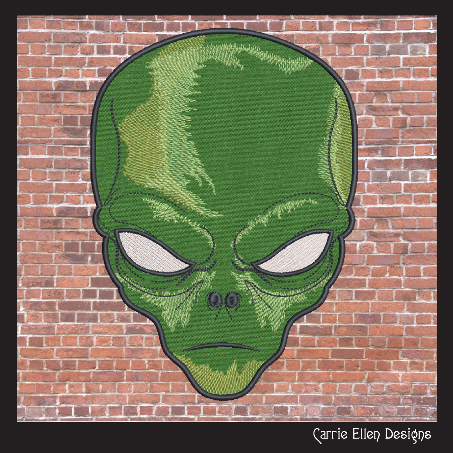 Alien Machine Embroidery Design | Sinister Alien Head Profile | UFO Sci-Fi Themed Embroidery in 6 Sizes (1948)