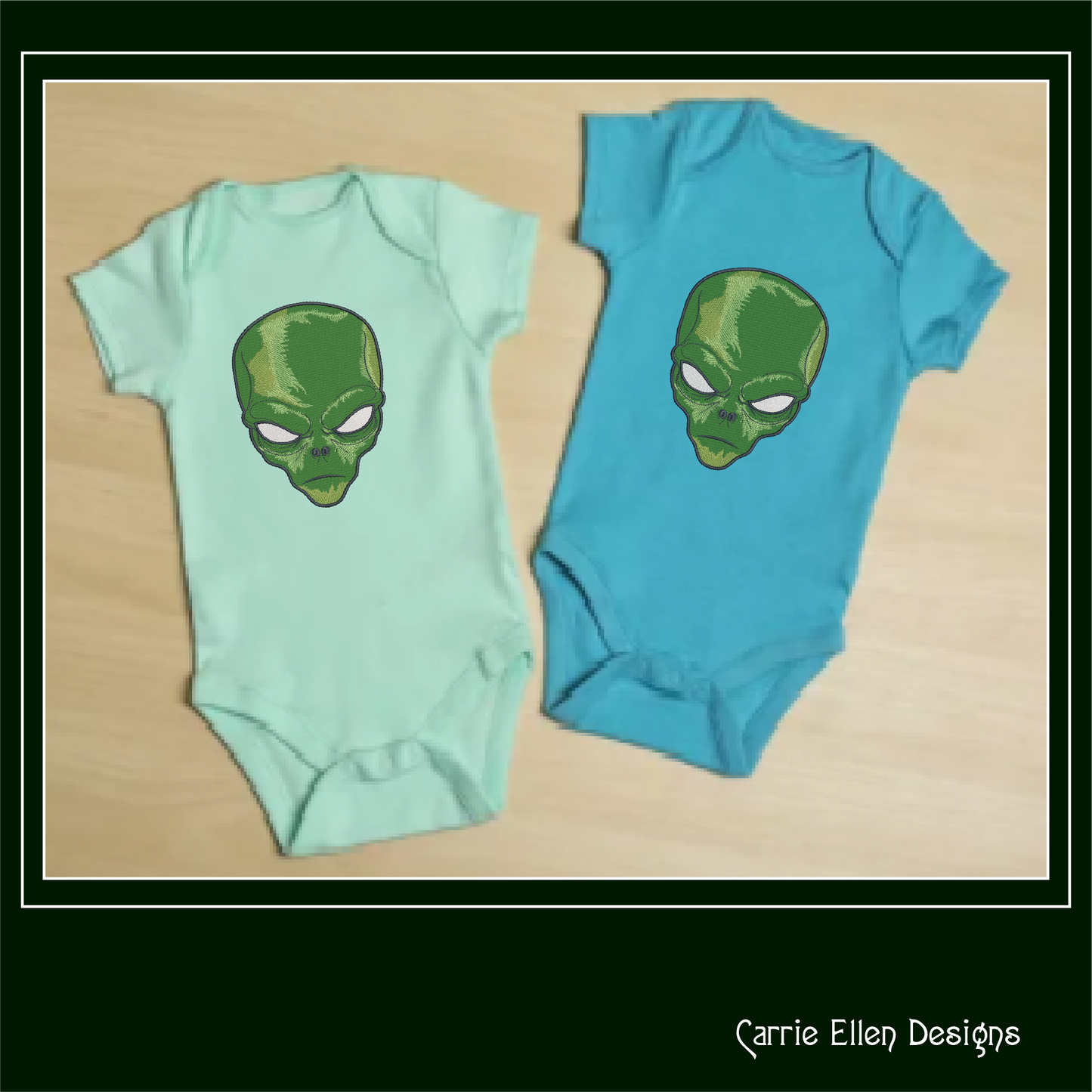 Alien Machine Embroidery Design | Sinister Alien Head Profile | UFO Sci-Fi Themed Embroidery in 6 Sizes (1948)