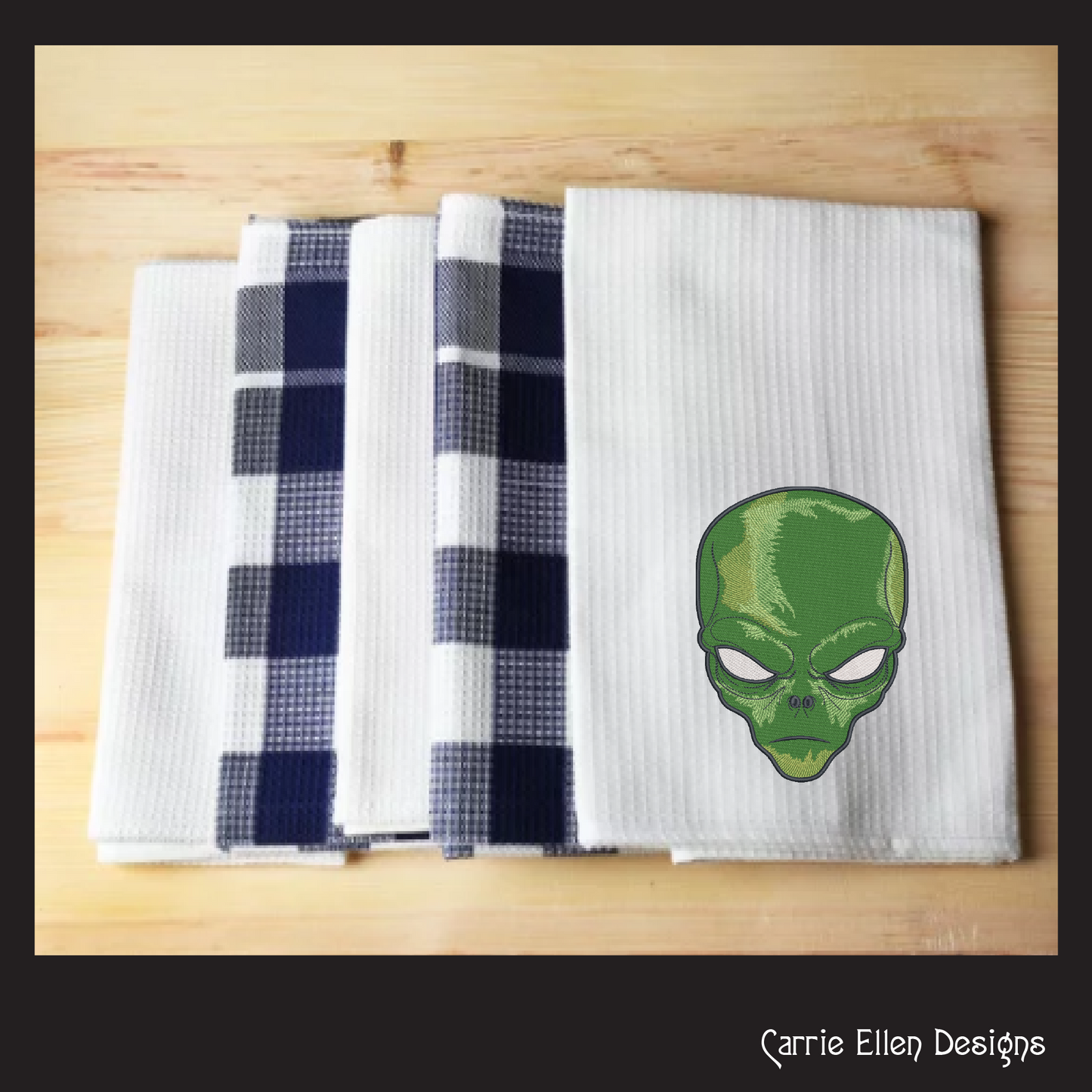 Alien Machine Embroidery Design | Sinister Alien Head Profile | UFO Sci-Fi Themed Embroidery in 6 Sizes (1948)