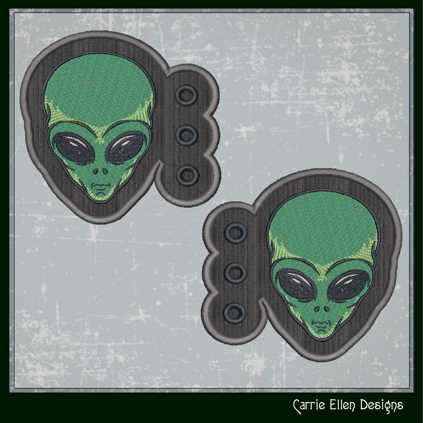 Alien Shoe Wing ITH Embroidery Design – Alien Head Shoelace Wings for Shoes – In The Hoop Project (4x4 & 5x7 Hoop Sizes) (1953)
