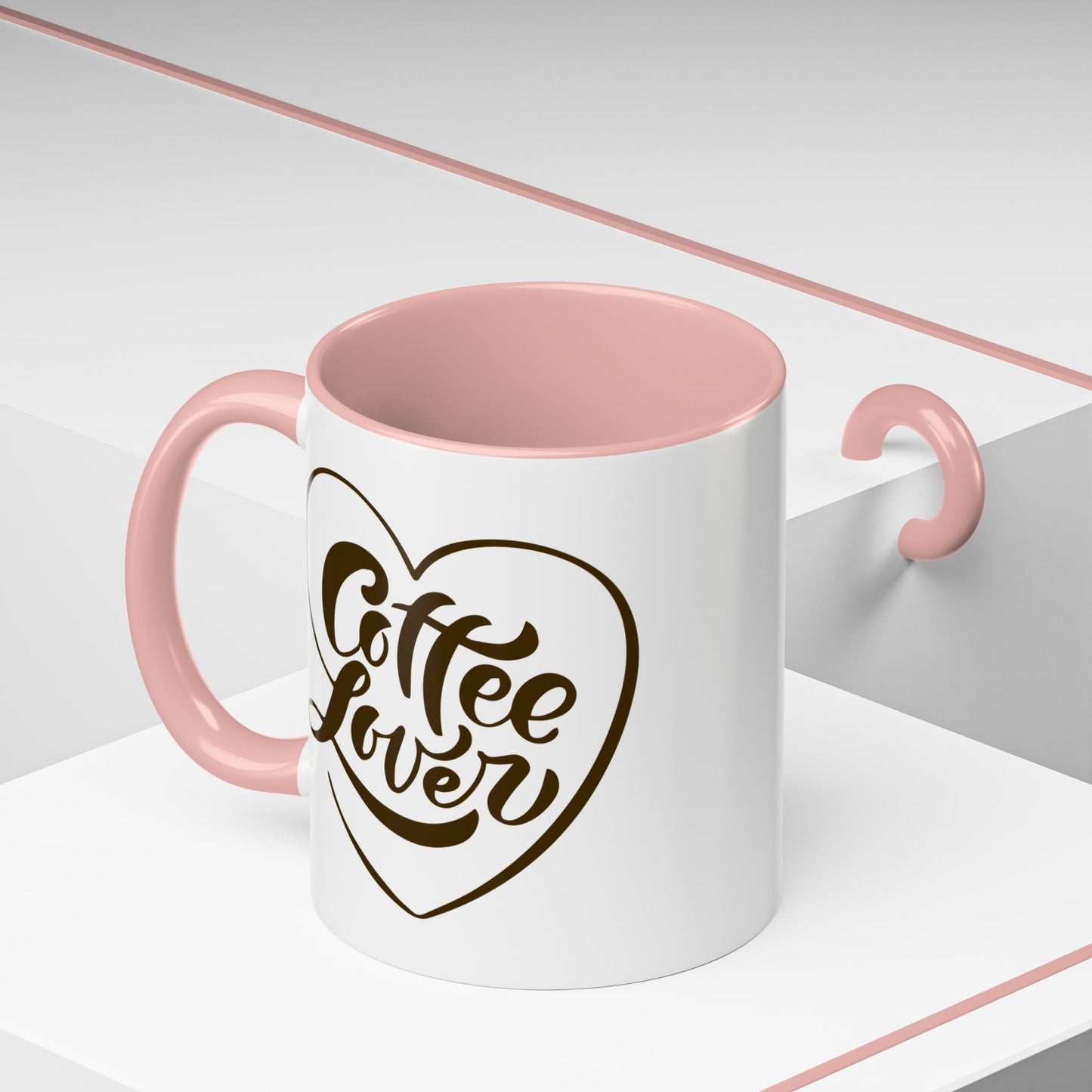 Coffee Lover Color Accent Ceramic Mug – Cute Printed Coffee Gift for Coffeeholics, Baristas, and Caffeine Addicts (P-6061)
