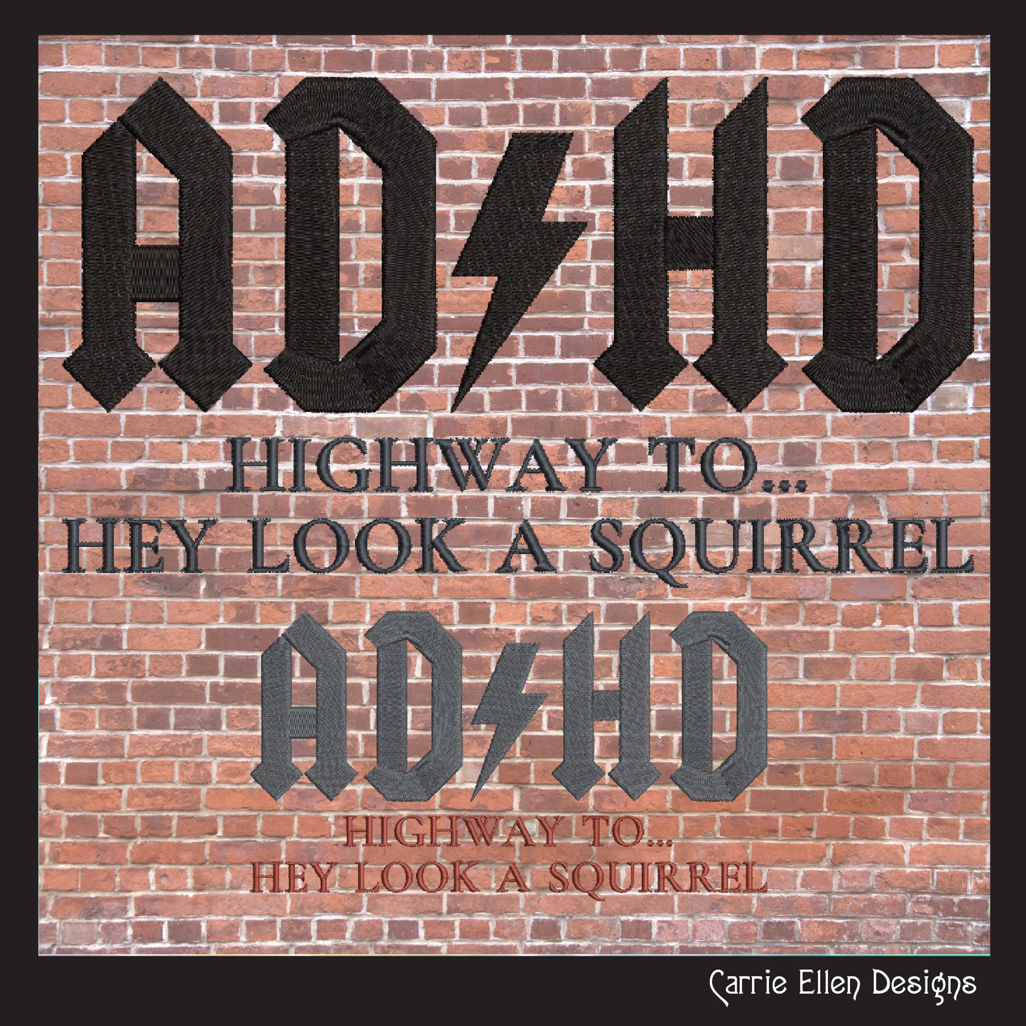 ADHD Machine Embroidery Design Saying, Funny Distraction Squirrel Embroidery Design, 6 Sizes (1965)