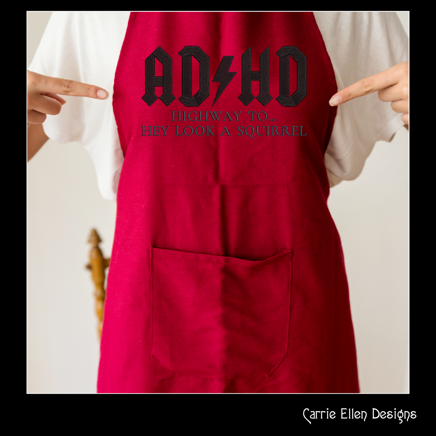 ADHD Machine Embroidery Design Saying, Funny Distraction Squirrel Embroidery Design, 6 Sizes (1965)