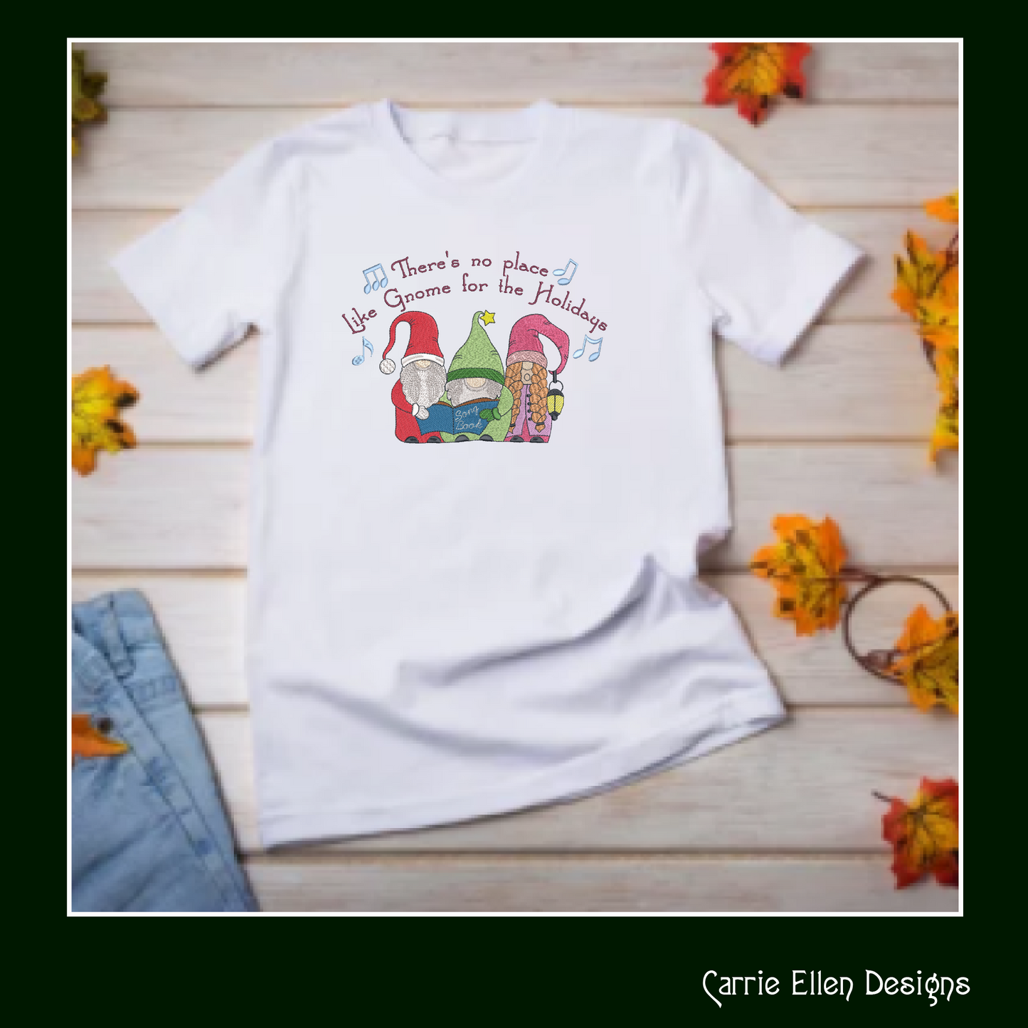 Caroling Christmas Gnome Machine Embroidery Design – Holiday Gnome Carolers Singing – 6 Sizes (1993)