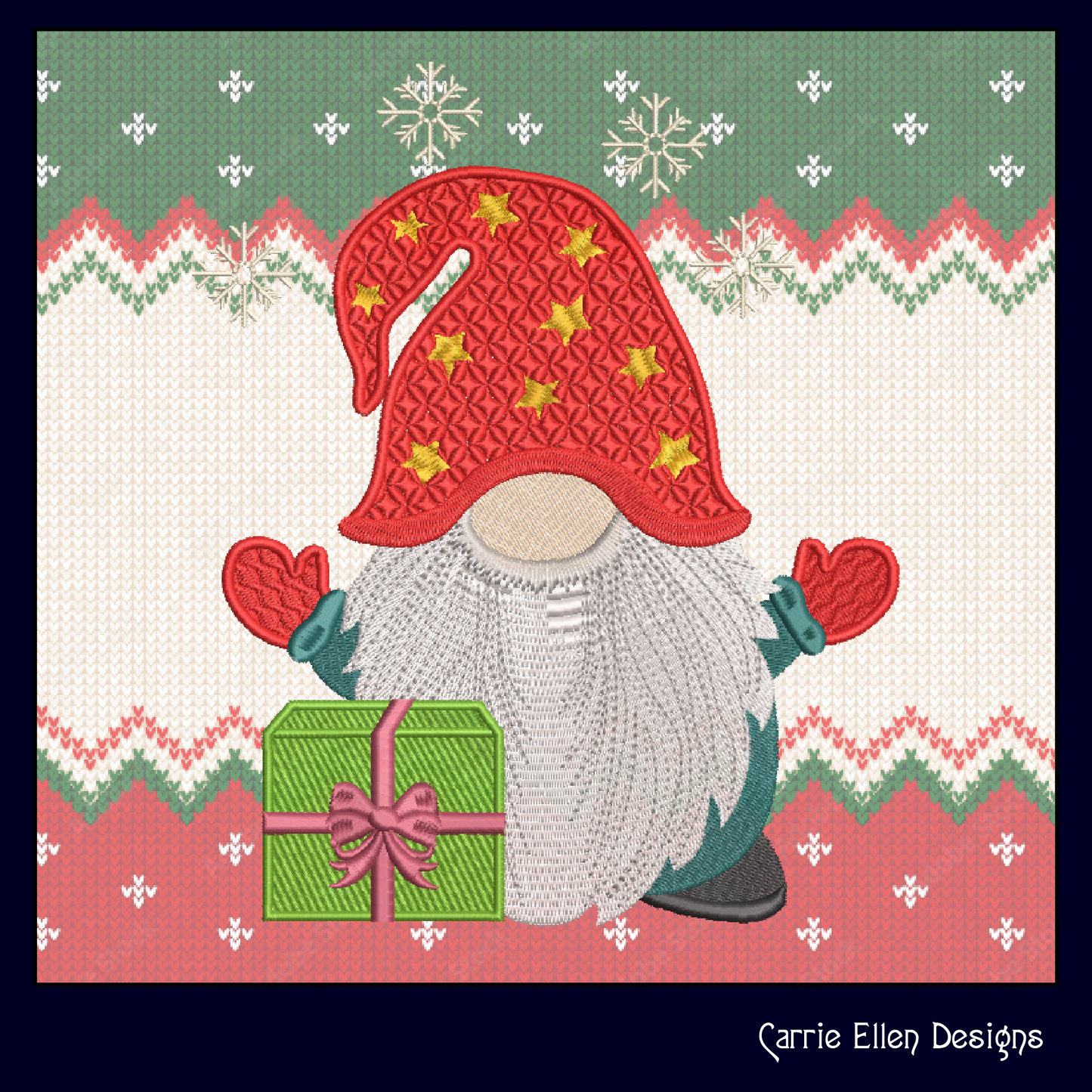 Christmas Gnome Machine Embroidery Design Bundle – 3 Festive Holiday Gnome Patterns, 6 Sizes Each (2150)