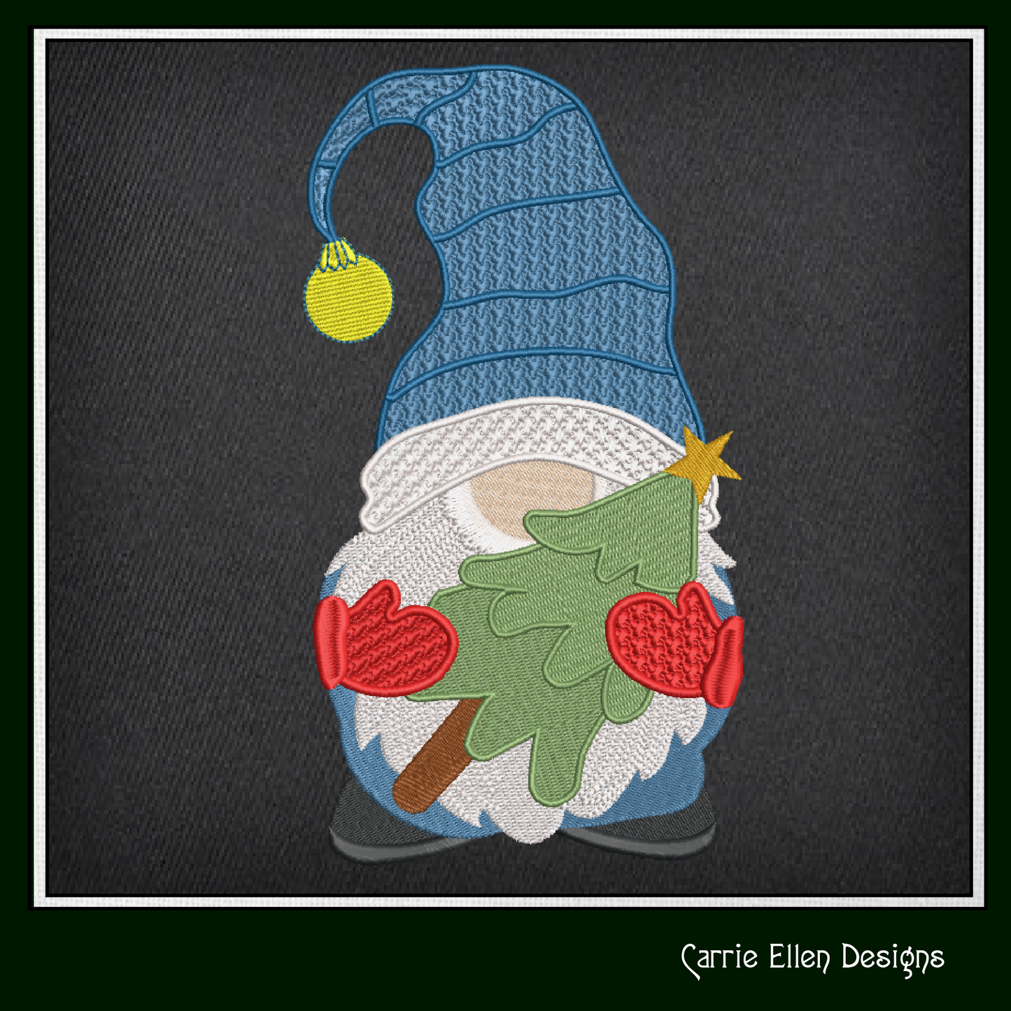 Christmas Gnome Machine Embroidery Design – Holiday Gnome with Christmas Tree – 6 Sizes (1998)