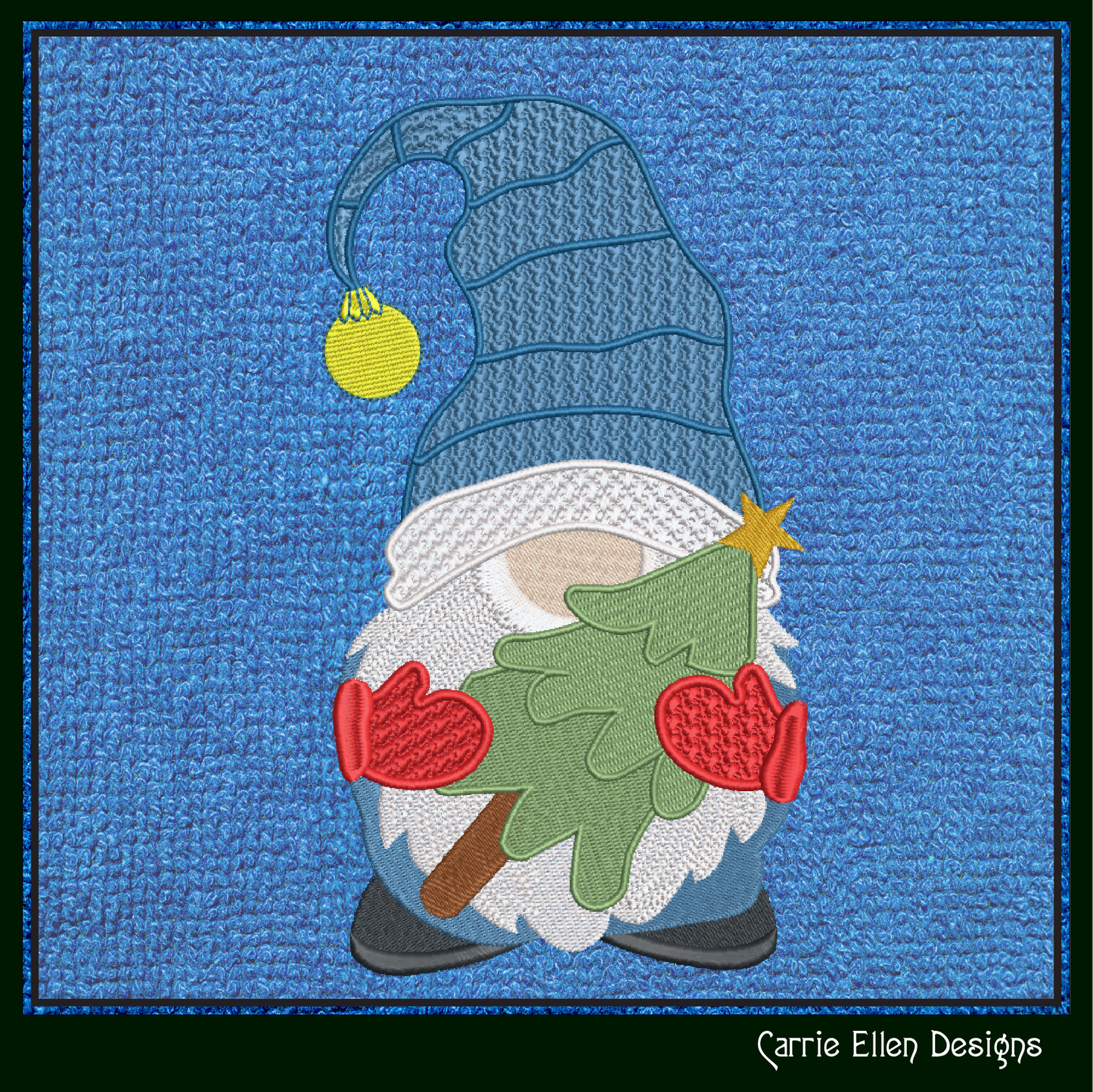 Christmas Gnome Machine Embroidery Design – Holiday Gnome with Christmas Tree – 6 Sizes (1998)