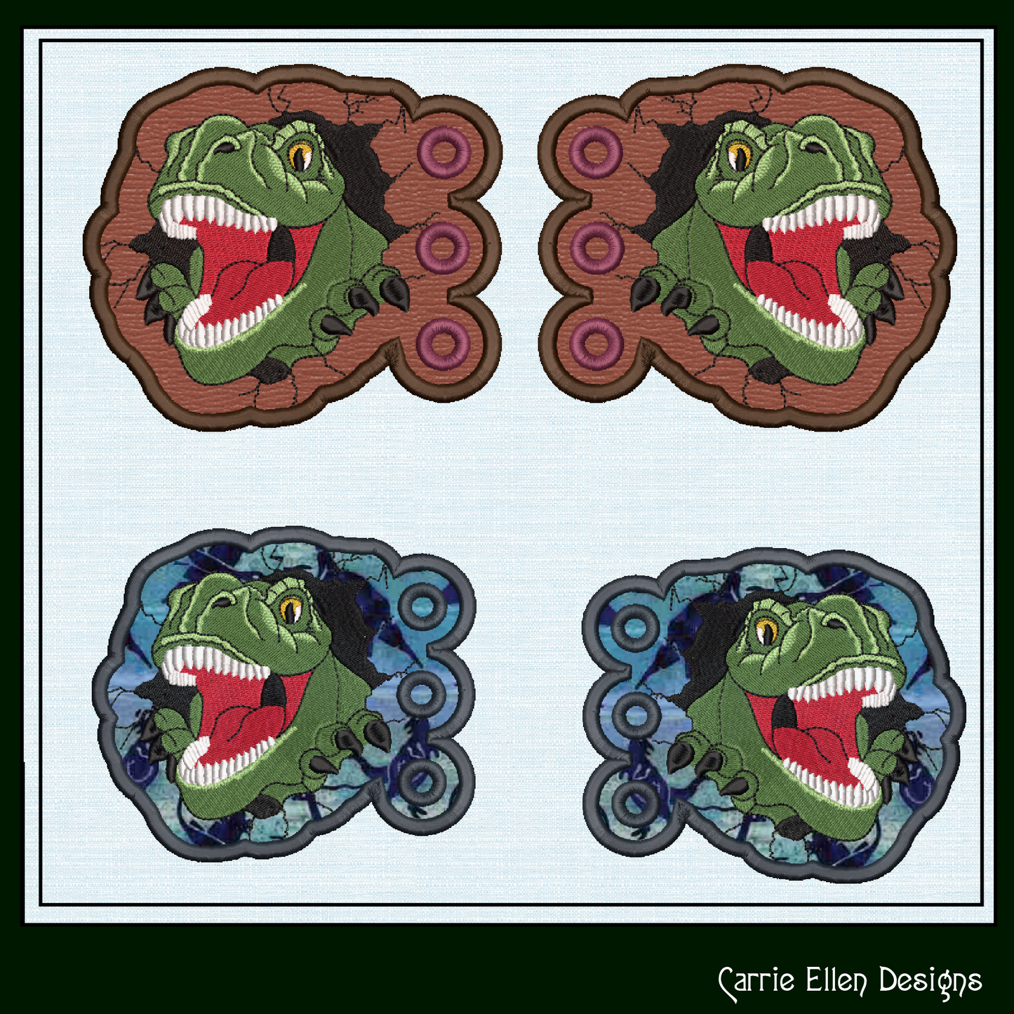 Dinosaur Profile ITH Shoe Wing Charms Machine Embroidery Design – Wings for Shoes and Boots – 4x4 & 5x7 Hoop Embroidery Project (2008)