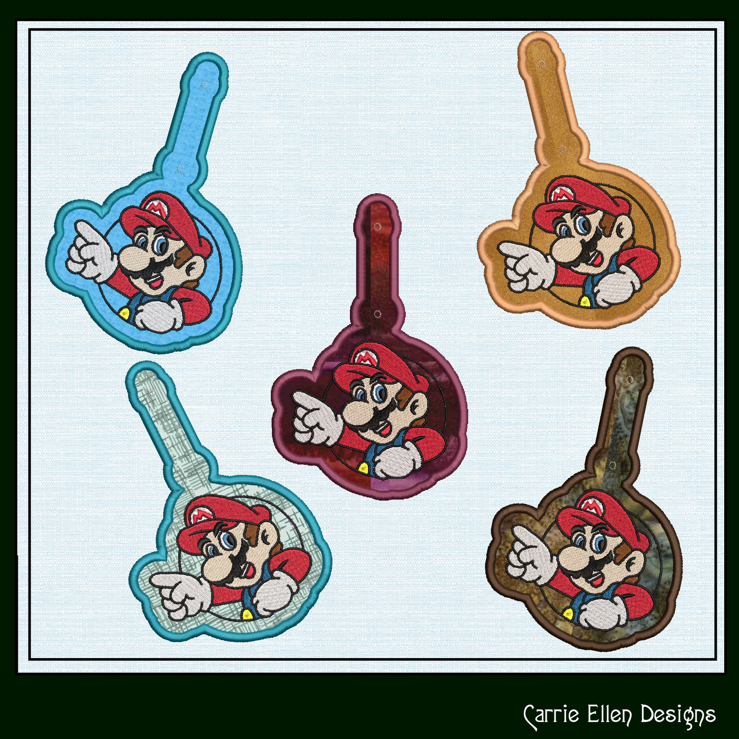 Mario ITH Key Fob Machine Embroidery Design | Mario Brother Plumber In-The-Hoop Embroidery Project (2012)