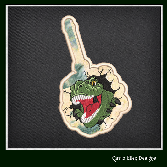 Dinosaur ITH Key Fob Machine Embroidery Design | Prehistoric In-The-Hoop Embroidery Project (2013)