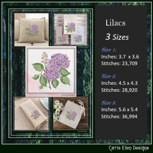 Bunch of Lilacs Machine Embroidery Design – Artistic Floral Pattern – Plants & Flowers – 3 Sizes (2015)
