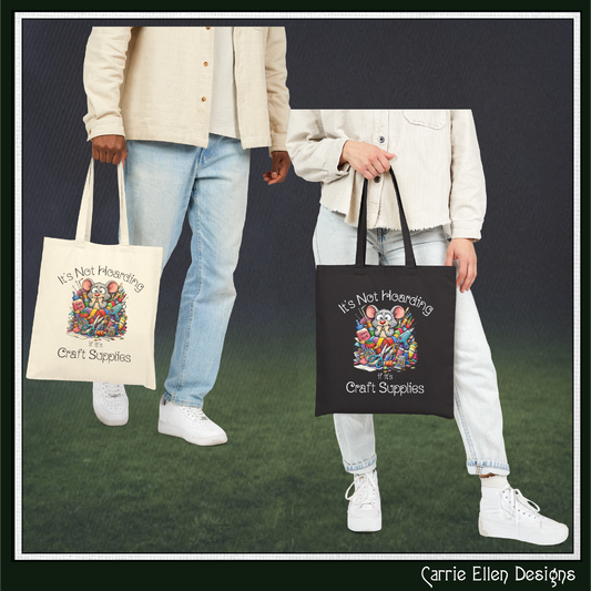 Craft Supply Hoarding Mouse Cotton Tote Bag | Funny Crafter Reusable Bag (3858)