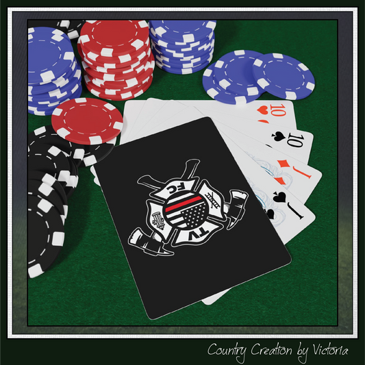 TV FC Thin Red Line Flag Firefighter Maltese Cross Poker Playing Cards (3006)