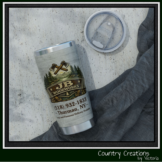 JB Woodworks Branded 20oz Stainless Steel Travel Mug (3896)