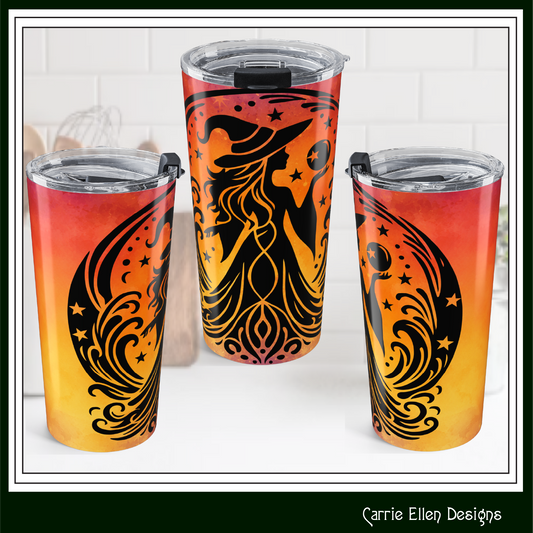 Mystical Witch with Orb 20 oz Stainless Steel Insulated Tumbler | Halloween Travel Mug (4284)