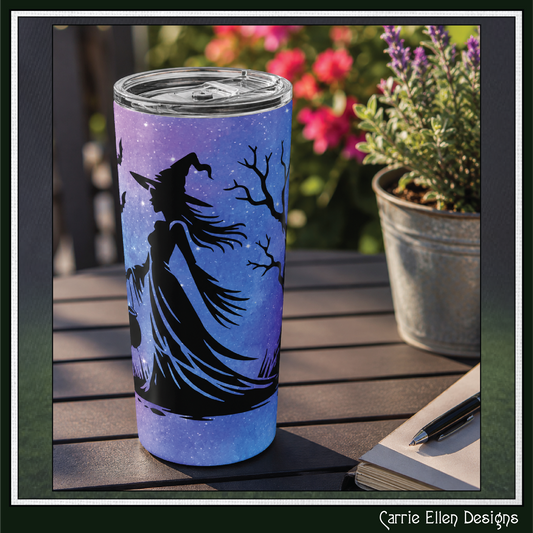 Mystical Witch & Bats 20 oz Stainless Steel Insulated Tumbler | Witch Travel Mug (4285)