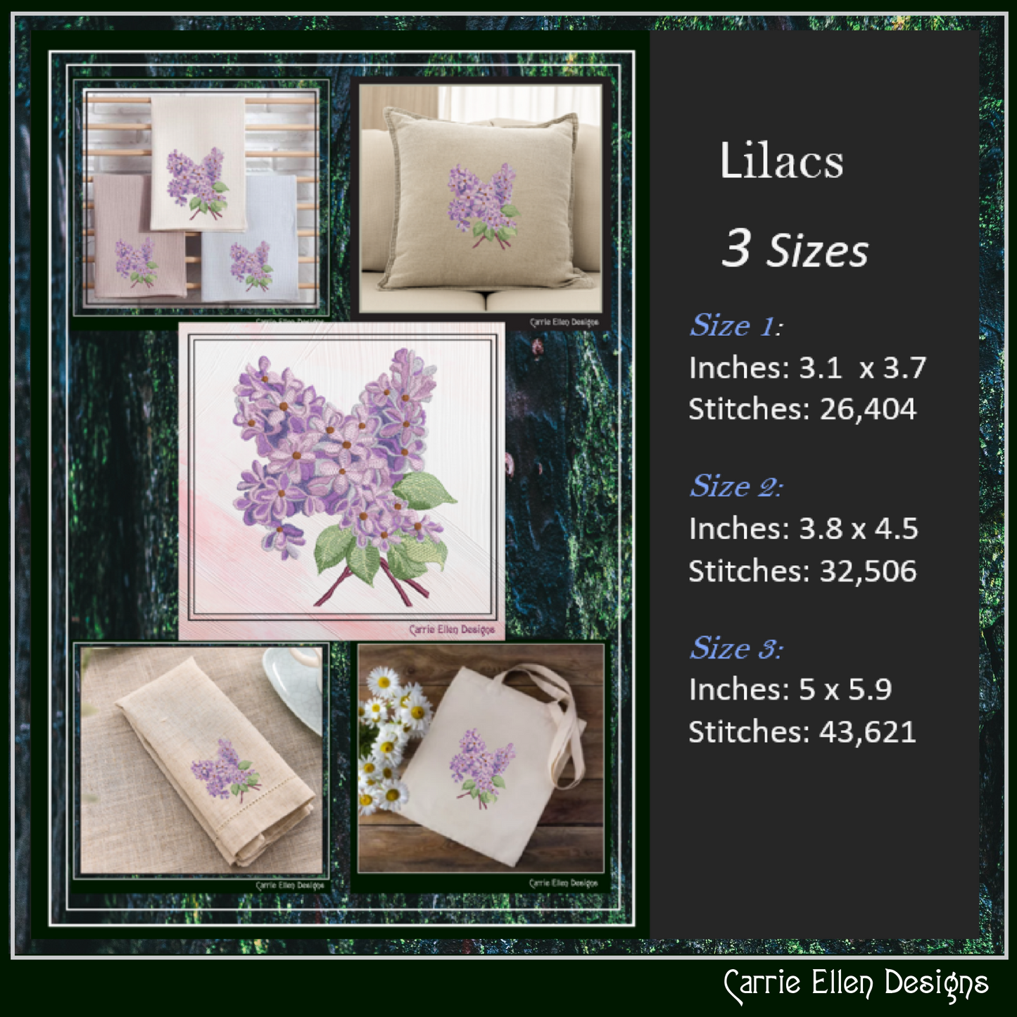 Bunch of Lilacs Machine Embroidery Design – Artistic Floral Pattern – Plants & Flowers – 3 Sizes (2026)
