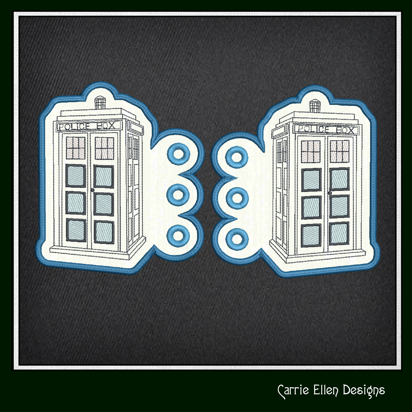 Tardis Shoe Wing Machine Embroidery Design – Classic Police Box Wings for Shoes and Boots – 4x4 & 5x7 Hoop Embroidery Project (2048)