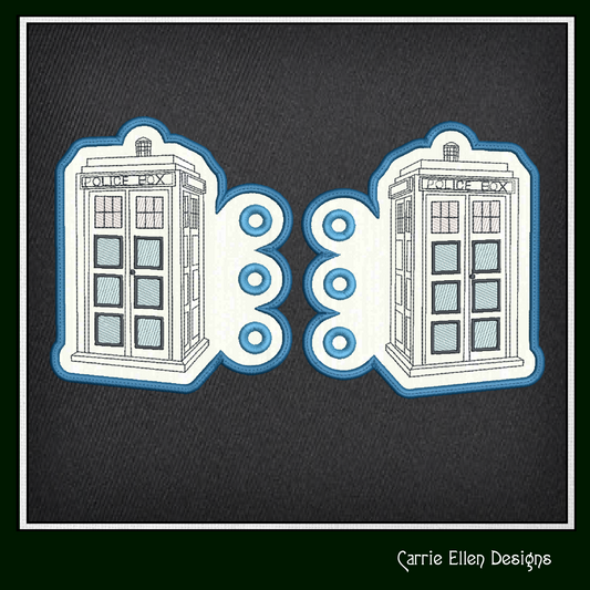 Tardis Shoe Wing Machine Embroidery Design – Classic Police Box Wings for Shoes and Boots – 4x4 & 5x7 Hoop Embroidery Project (2048)